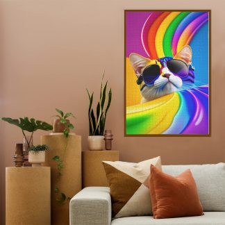 Rainbow Cat Wearing Sunglasses