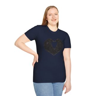 Heart Raven T-Shirt — Gothic Black Heart Crow Design