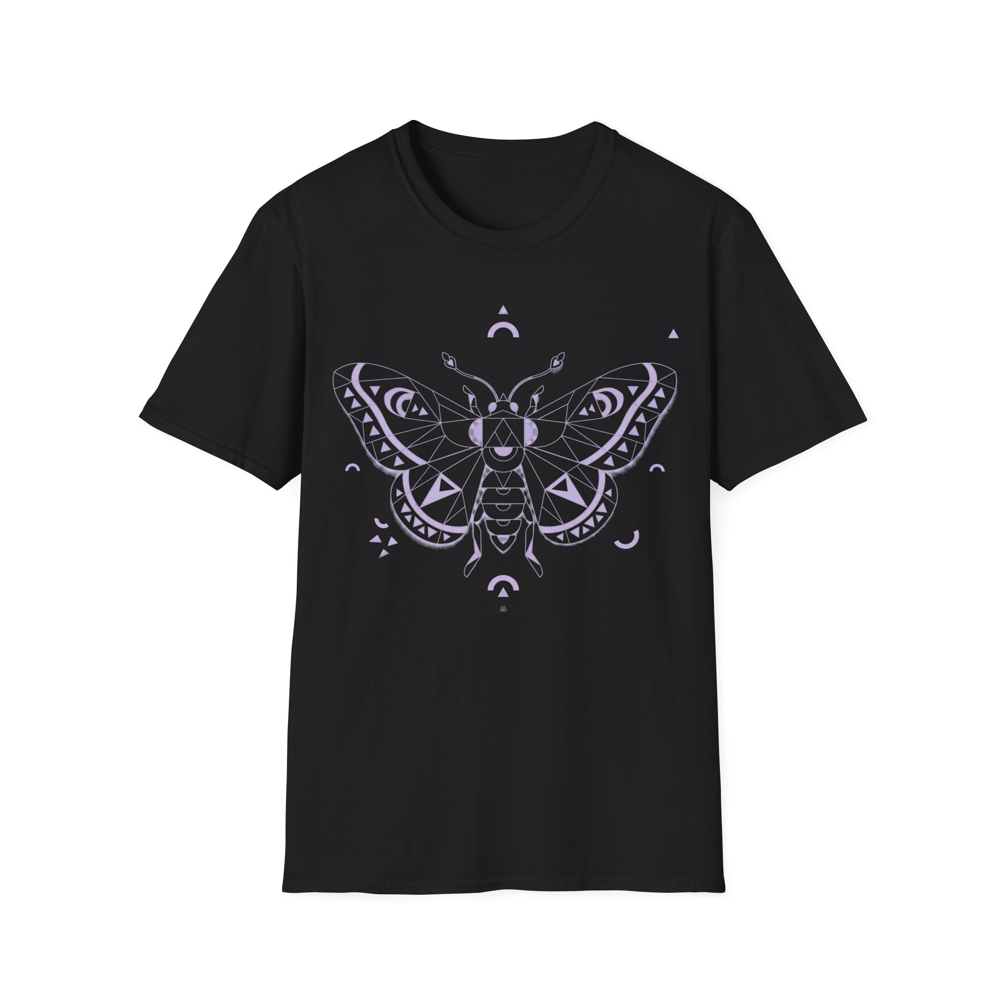Mystic Moth T-Shirt — Lavender Geometric Death’s-Head Moth Design - Image 3