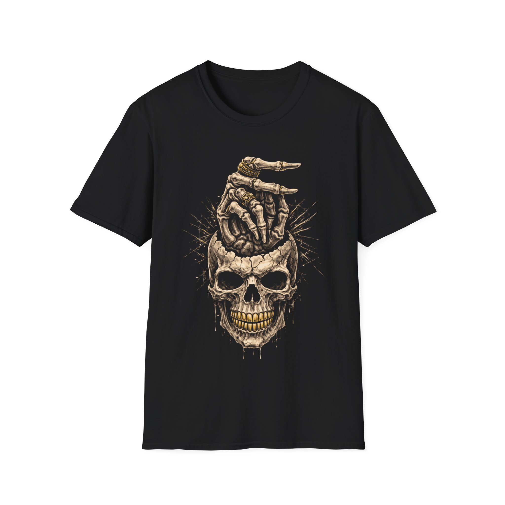 Skull & Hand Graphic T-Shirt — Gothic Horror Skull Tee for Rock and Bikers - Image 3