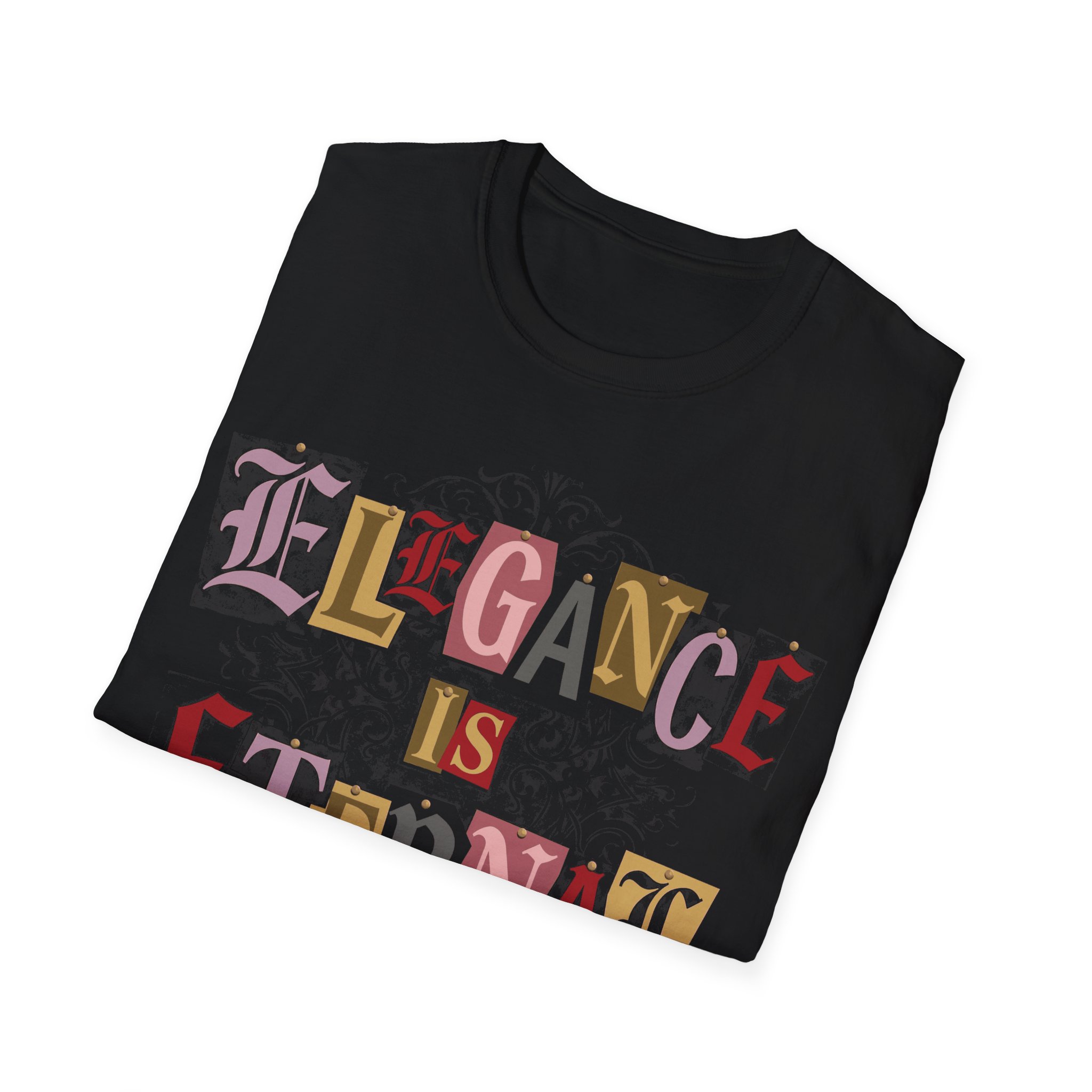 Elegance Is Eternal T-Shirt — Vintage Collage Typography, Gothic Chic Tee - Image 6