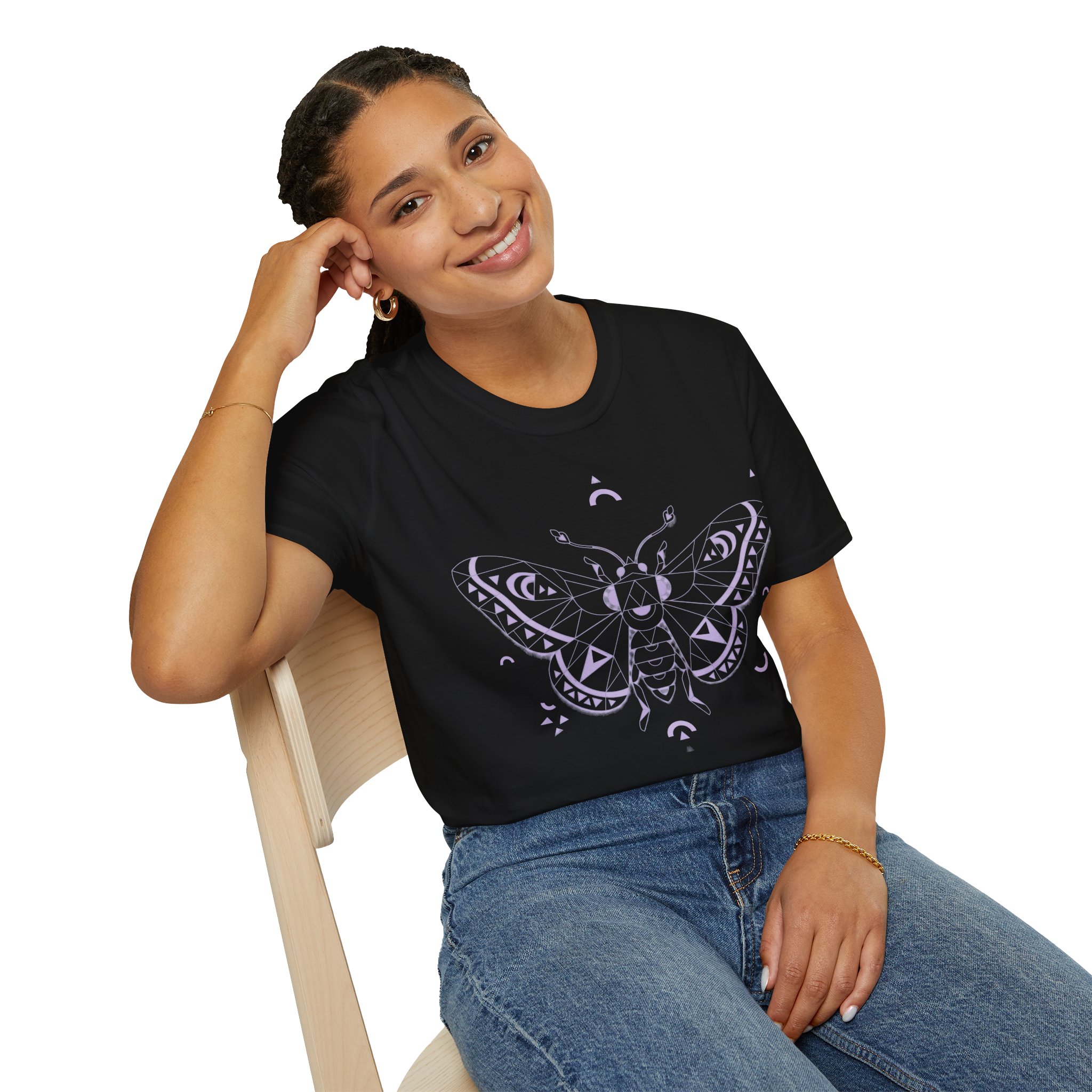 Mystic Moth T-Shirt — Lavender Geometric Death’s-Head Moth Design - Image 8