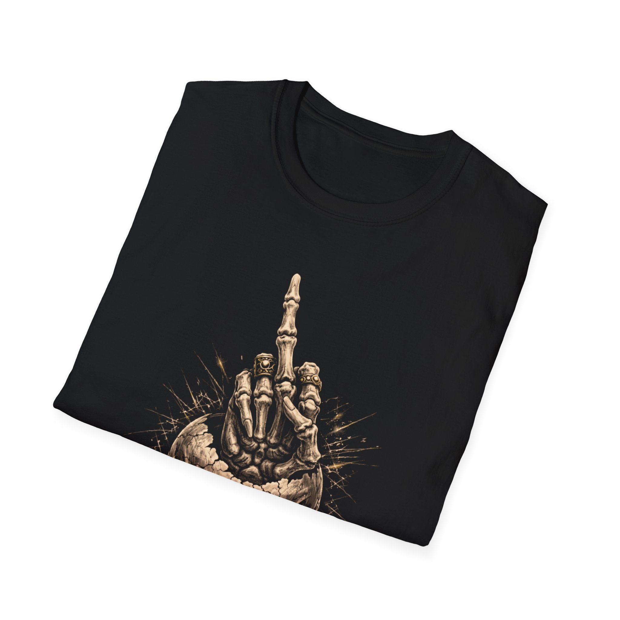 Skull Middle Finger T-Shirt — Edgy Gothic Rock Graphic Tee - Image 6