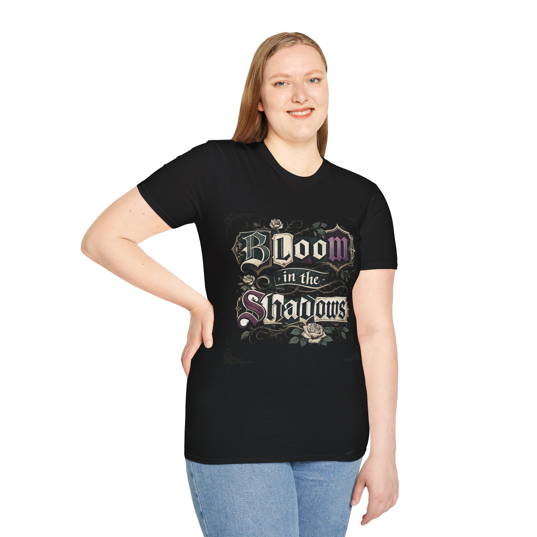 Bloom in the Shadows Gothic Floral T-Shirt — Dark Vintage Rose Tee