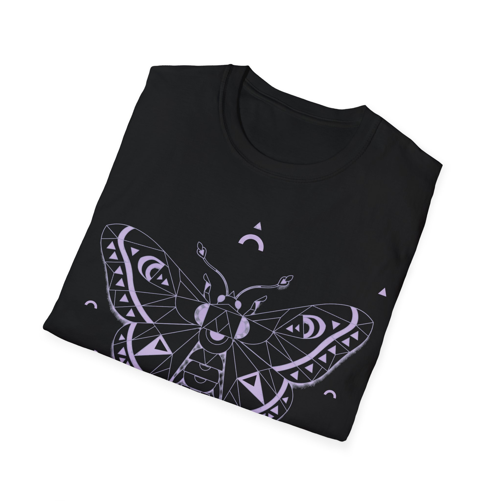 Mystic Moth T-Shirt — Lavender Geometric Death’s-Head Moth Design - Image 6