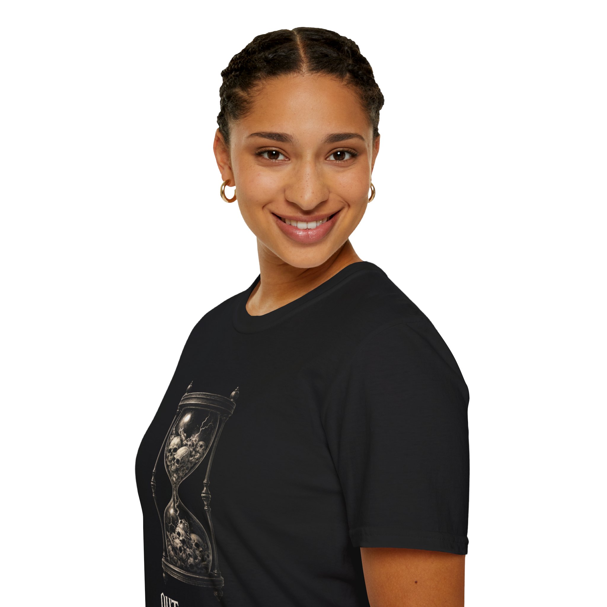 Hourglass T-Shirt — "Out of Time for Nonsense" Skull Design - Image 7