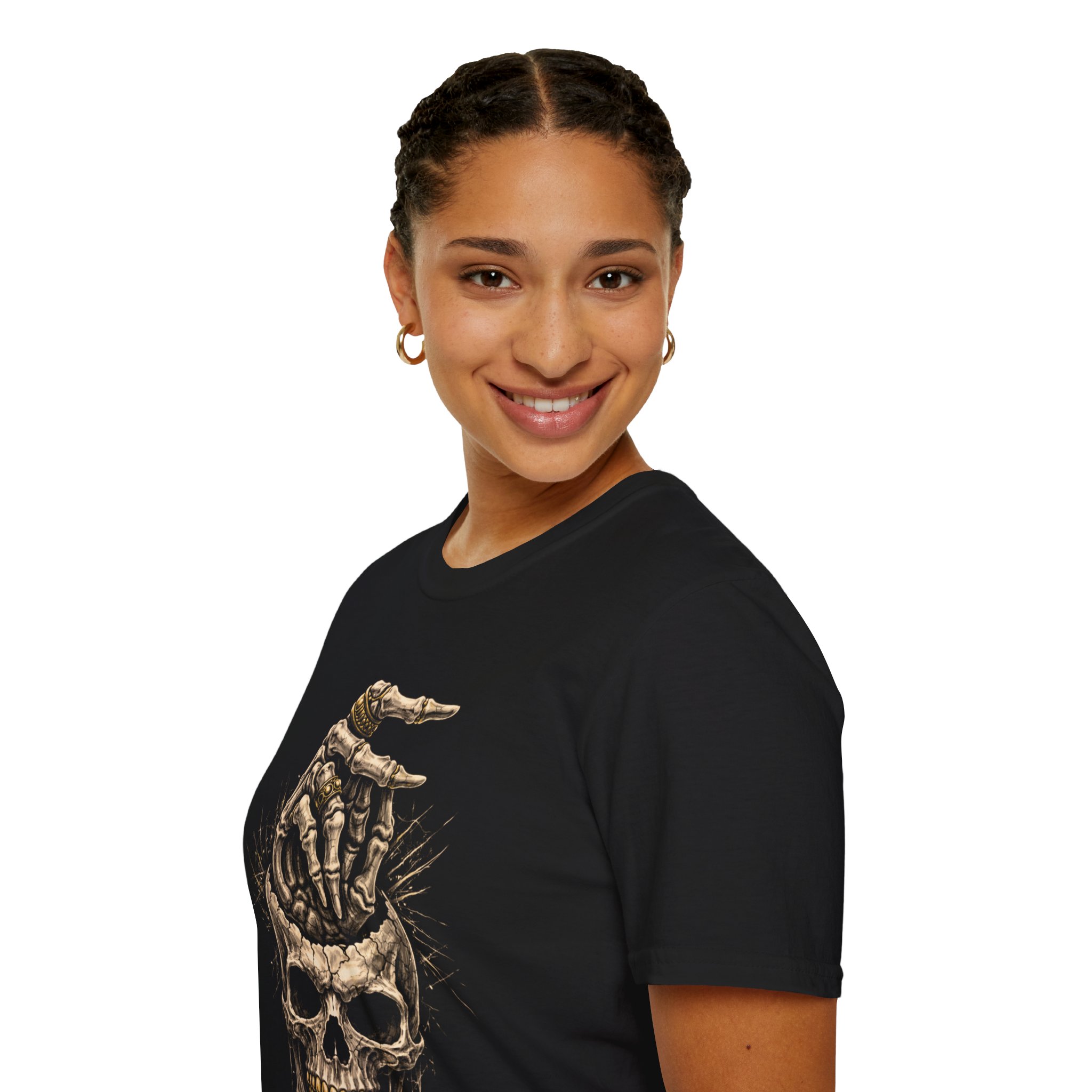 Skull & Hand Graphic T-Shirt — Gothic Horror Skull Tee for Rock and Bikers - Image 7