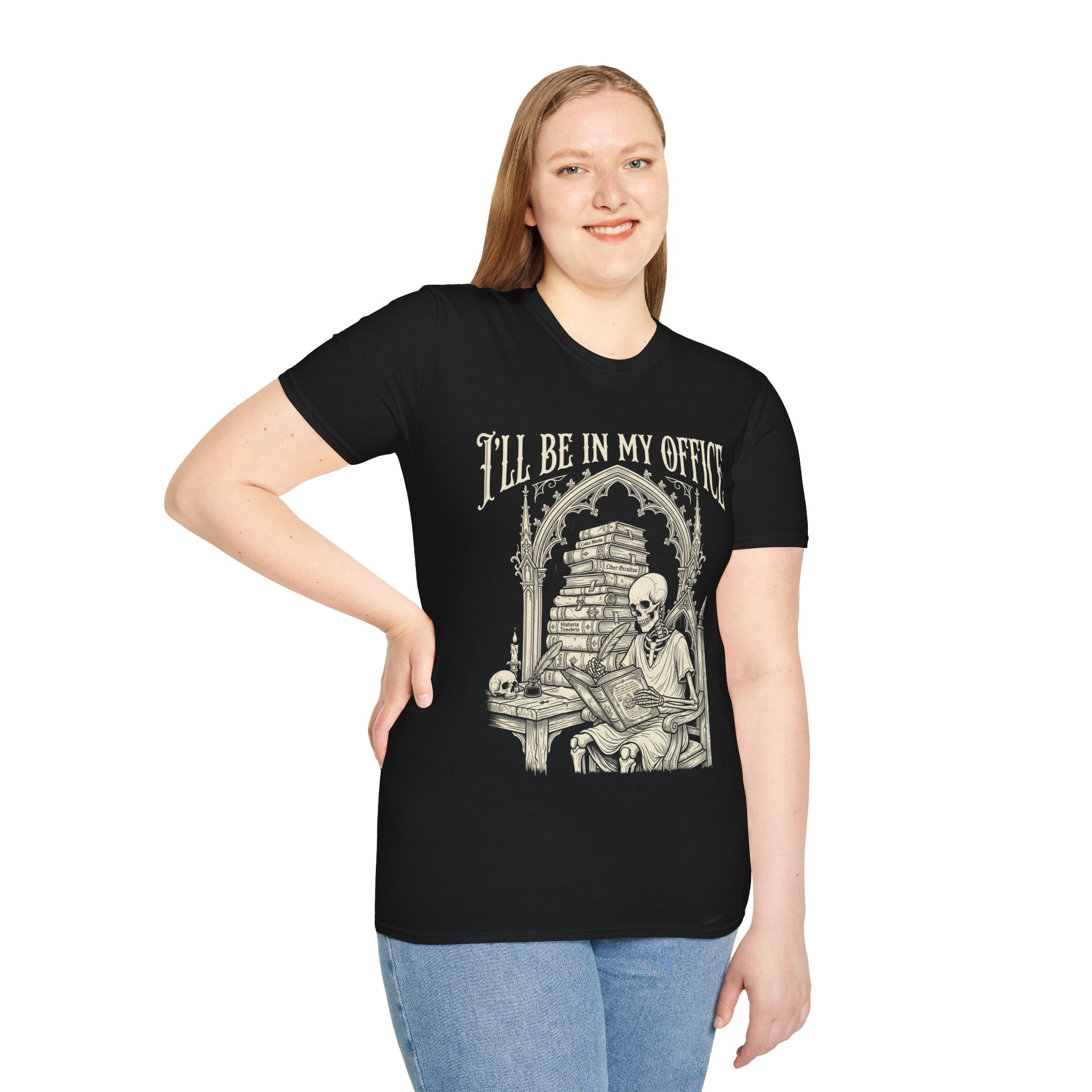 Skull Reading Tee - "I'll Be In My Office" Gothic Book lover T-Shirt