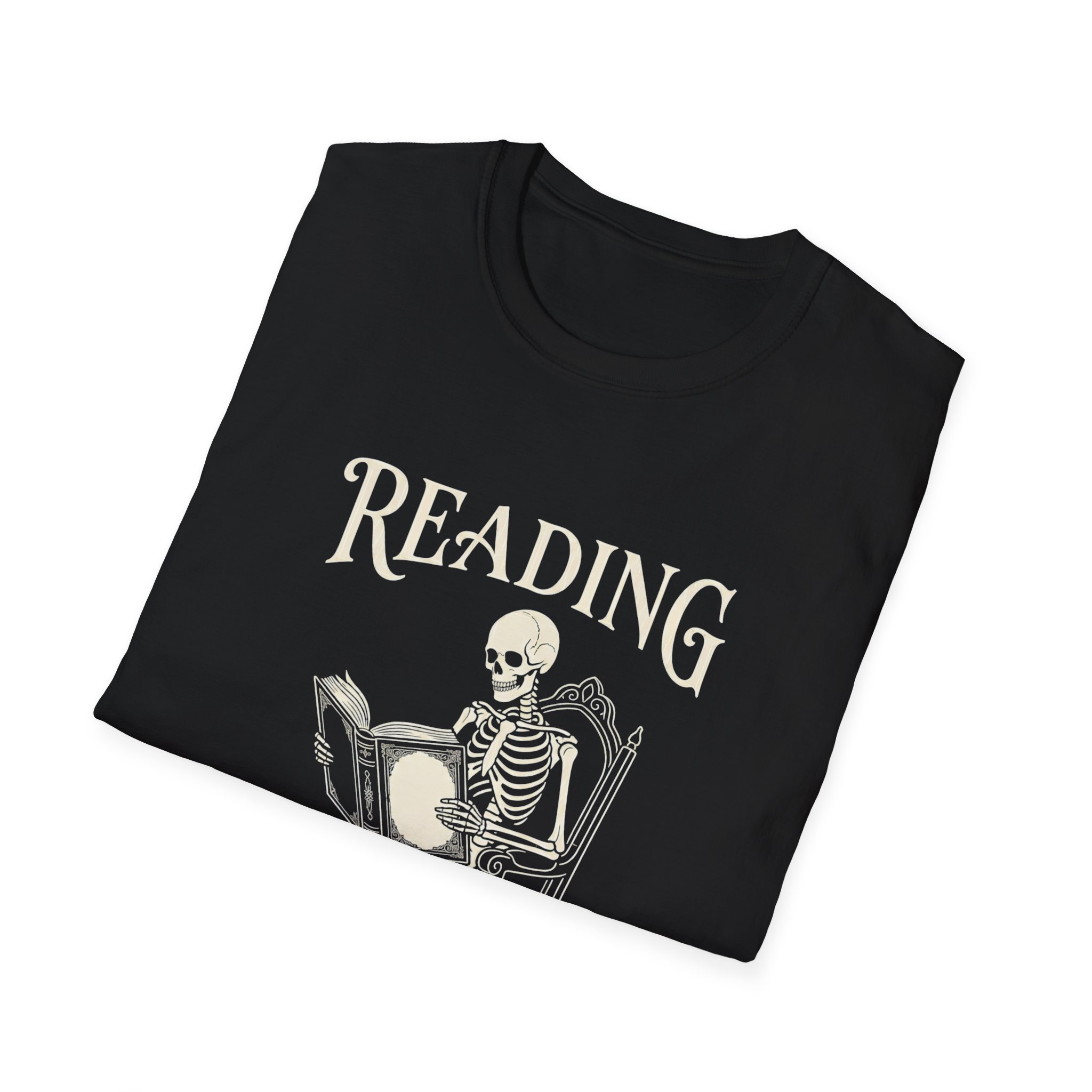 T-Shirt — "Reading Because Murder Is Wrong" Skeleton Book Lover Tee - Image 6