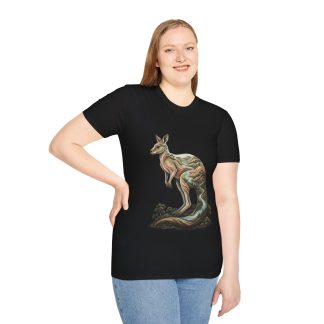 Kangaroo Landscape Tee — Artistic Desert Marsupial T-Shirt