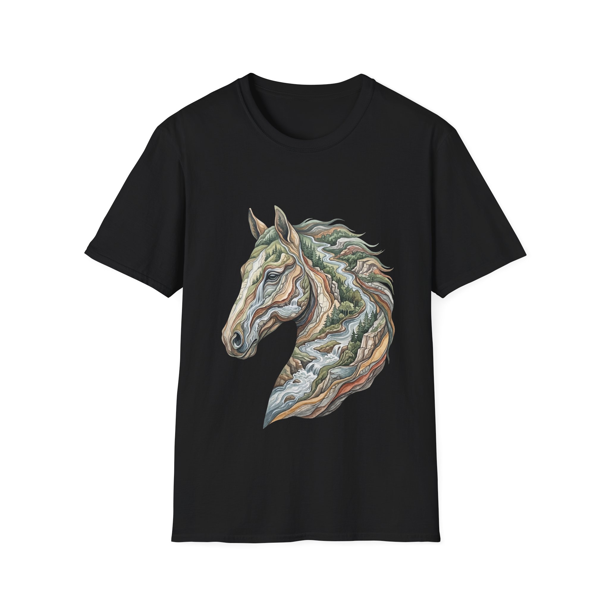 Horse Head T-Shirt — Earthy Watercolor Stallion Art Tee - Image 3