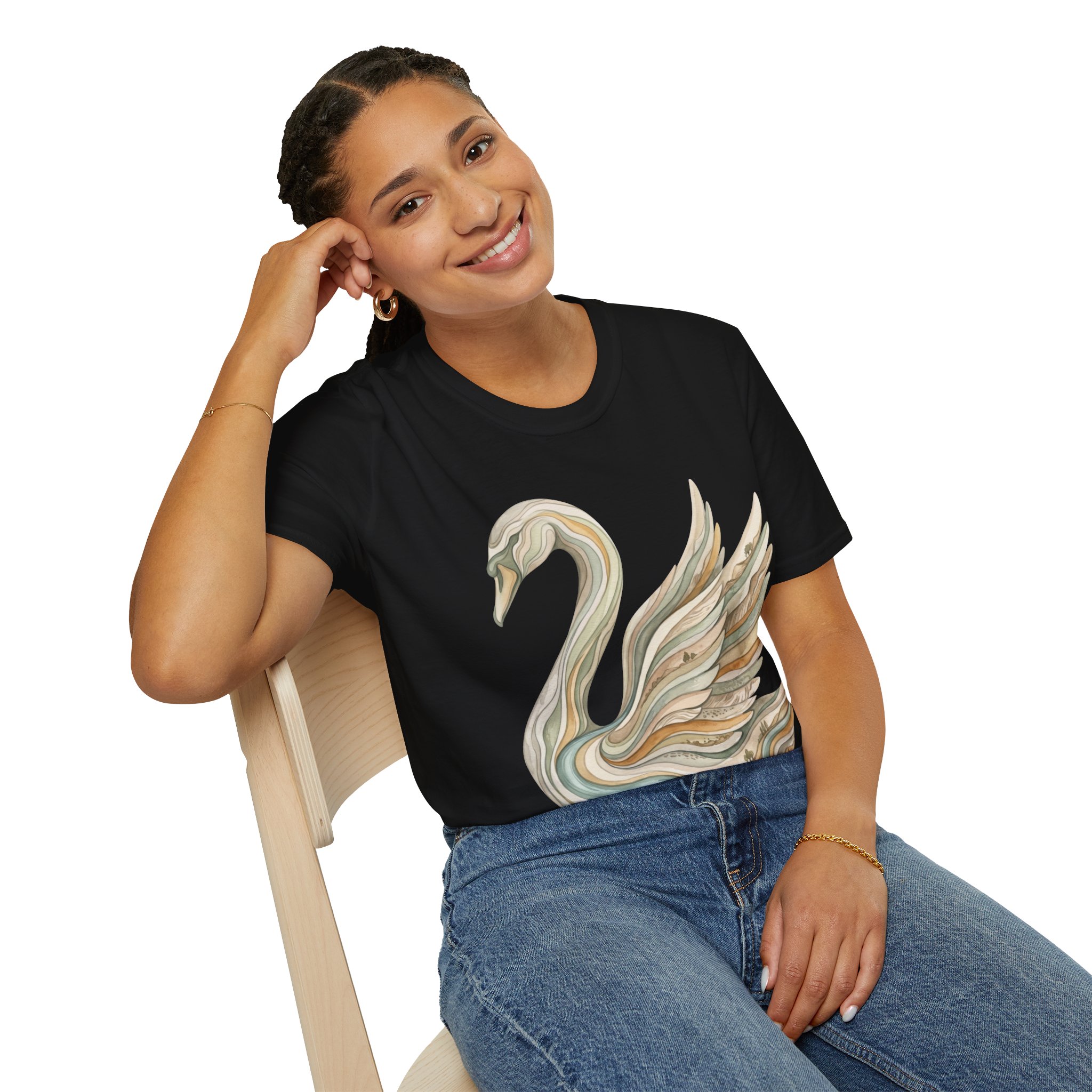 Sculpted Swan Tee — Elegant Marble-Style Swan Graphic T-Shirt - Image 10