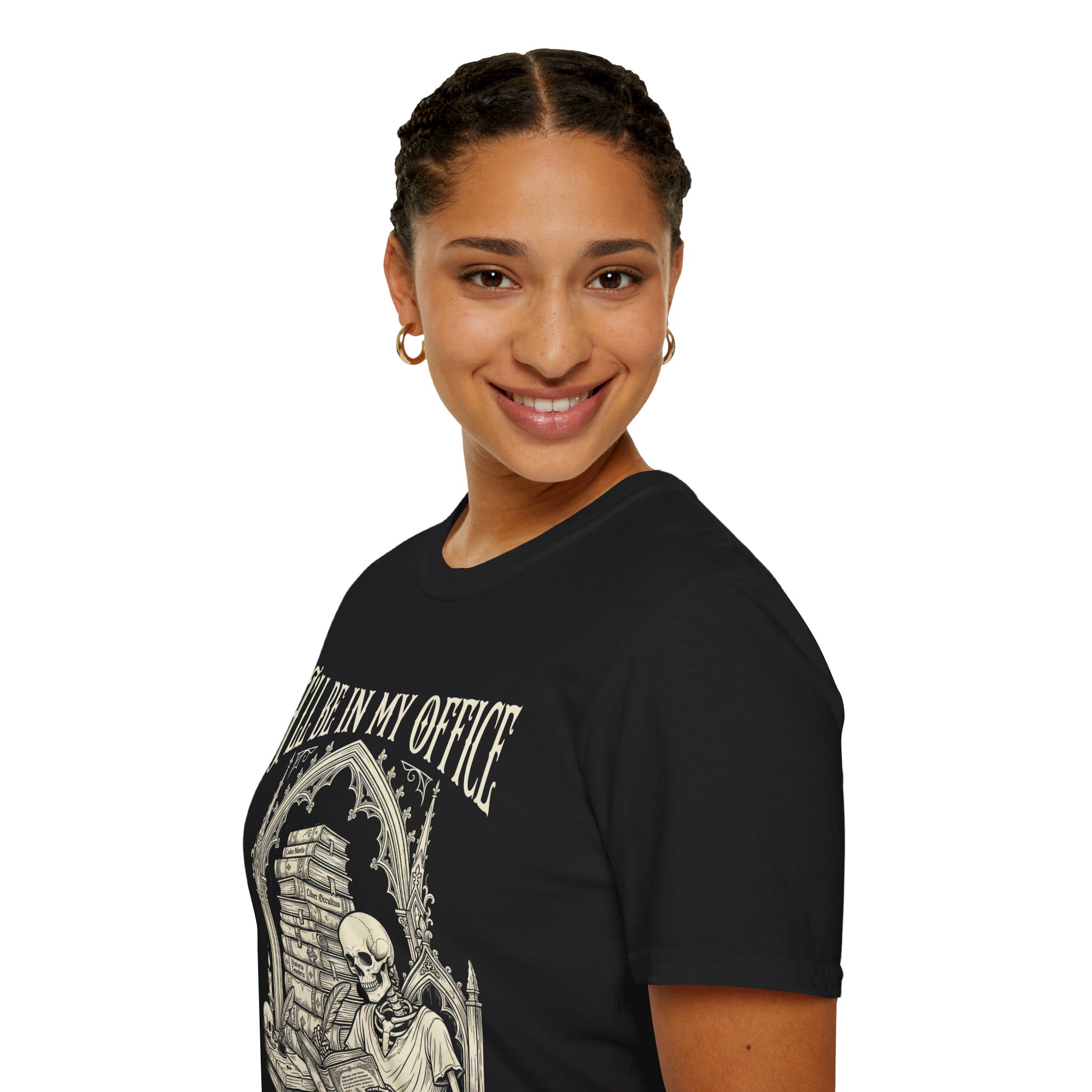 Skull Reading Tee - "I'll Be In My Office" Gothic Book lover T-Shirt - Image 9