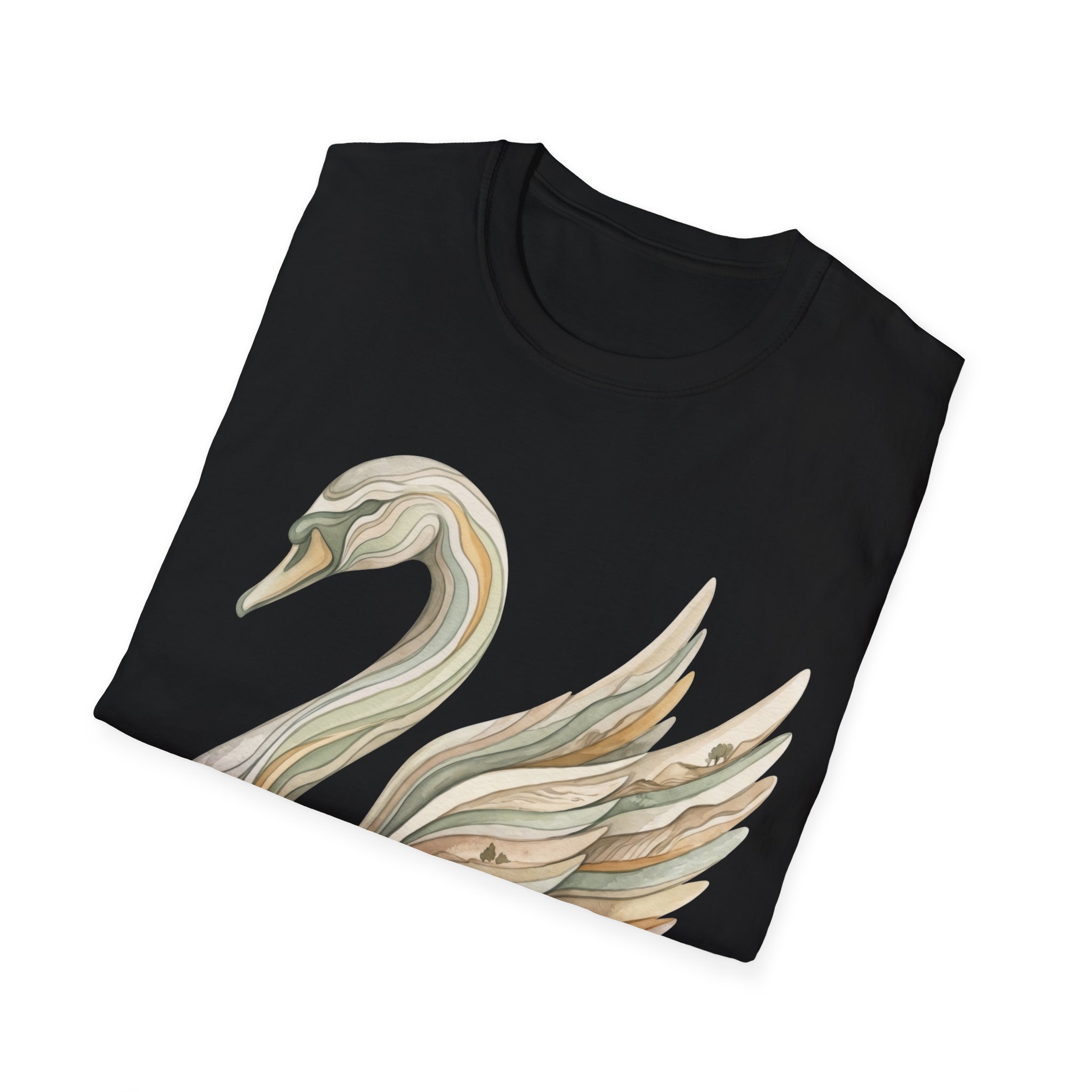 Sculpted Swan Tee — Elegant Marble-Style Swan Graphic T-Shirt - Image 6
