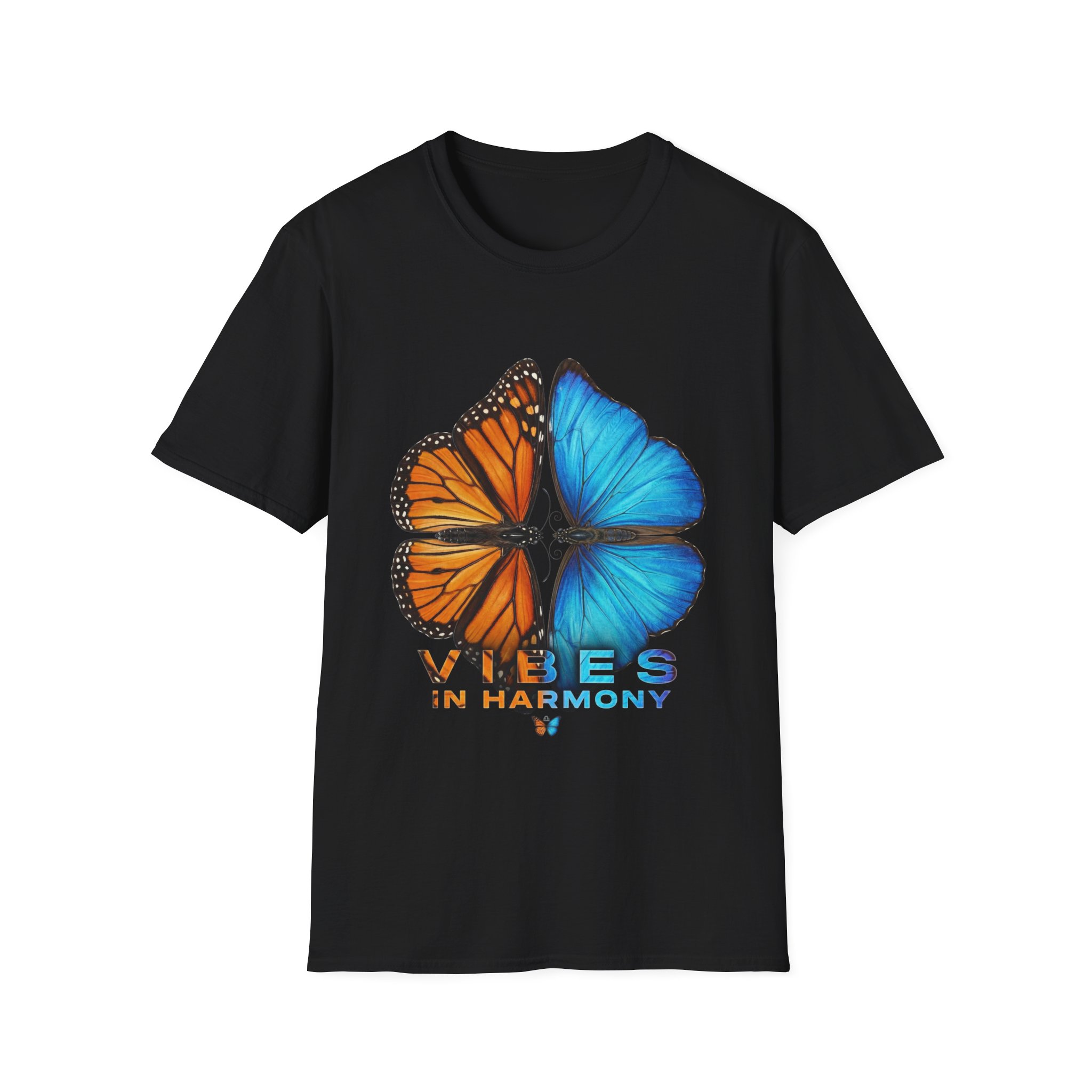 'Bees in Harmony' Split Monarch & Blue Morpho Butterfly Graphic Tee - Image 3