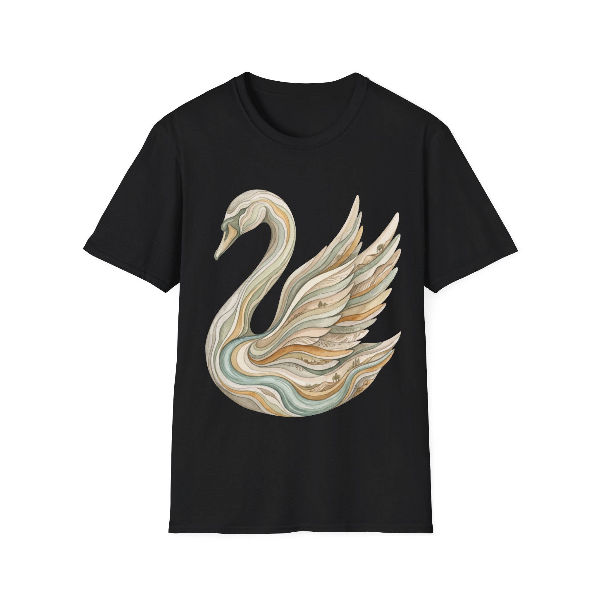 Sculpted Swan Tee — Elegant Marble-Style Swan Graphic T-Shirt - Image 3