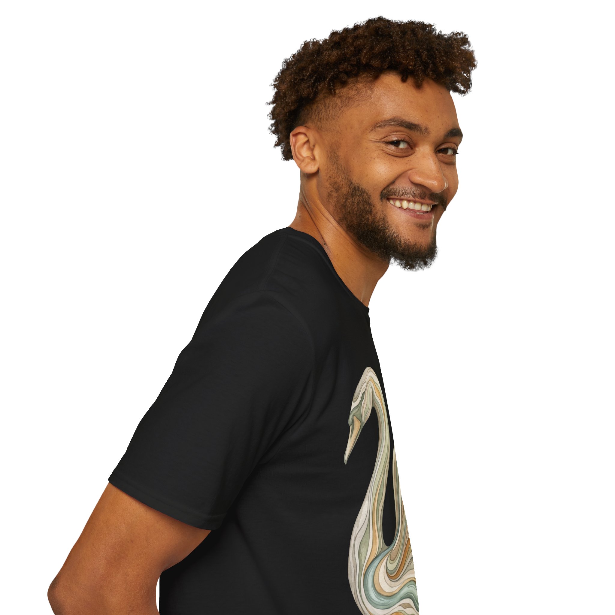 Sculpted Swan Tee — Elegant Marble-Style Swan Graphic T-Shirt - Image 11