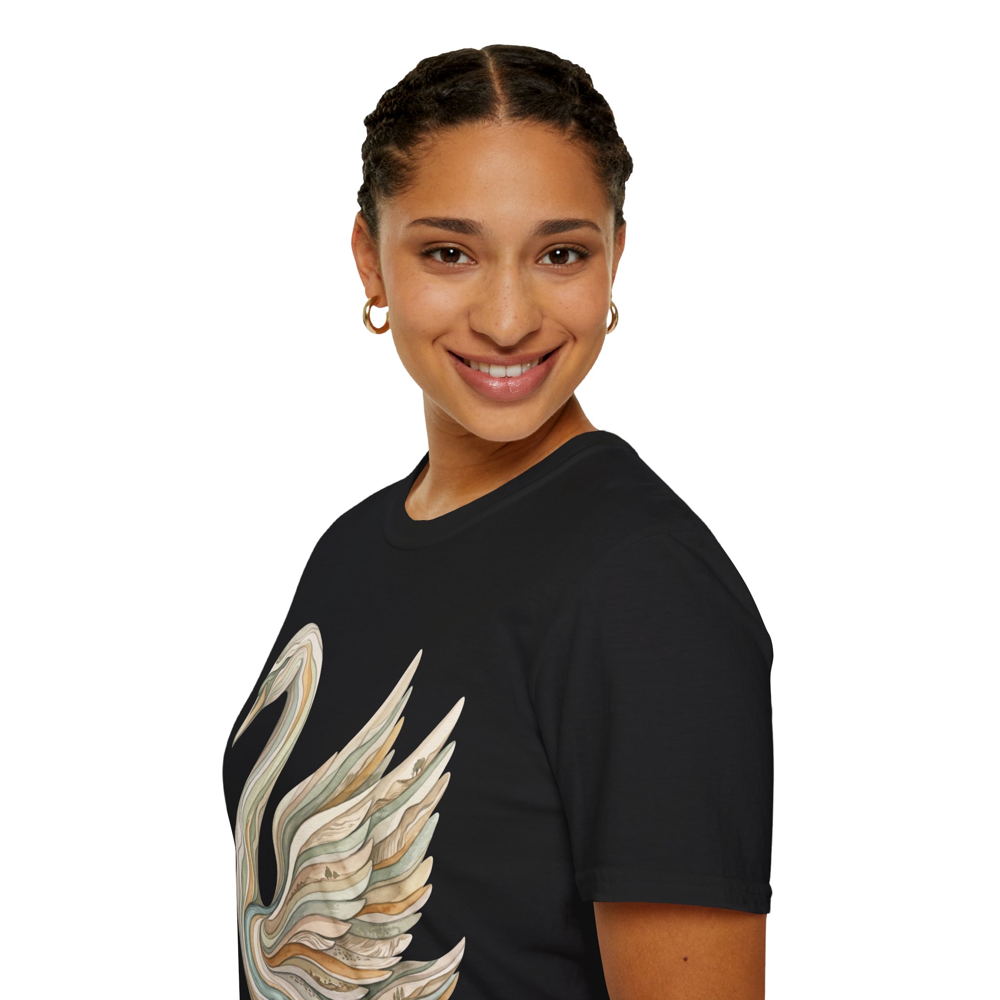 Sculpted Swan Tee — Elegant Marble-Style Swan Graphic T-Shirt - Image 9