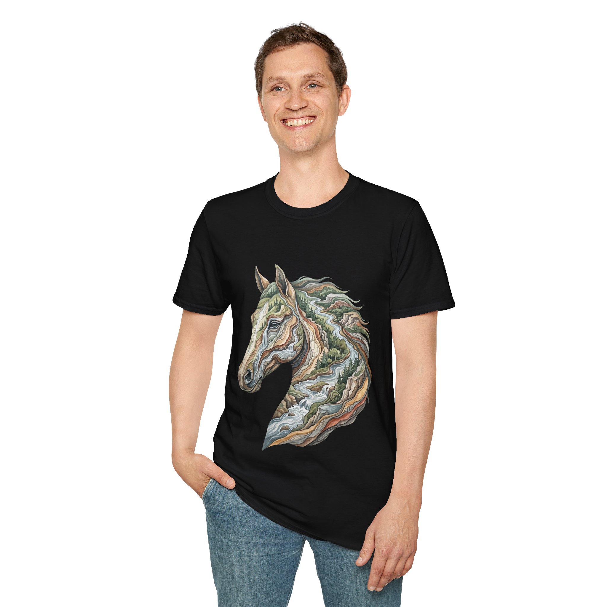 Horse Head T-Shirt — Earthy Watercolor Stallion Art Tee - Image 7