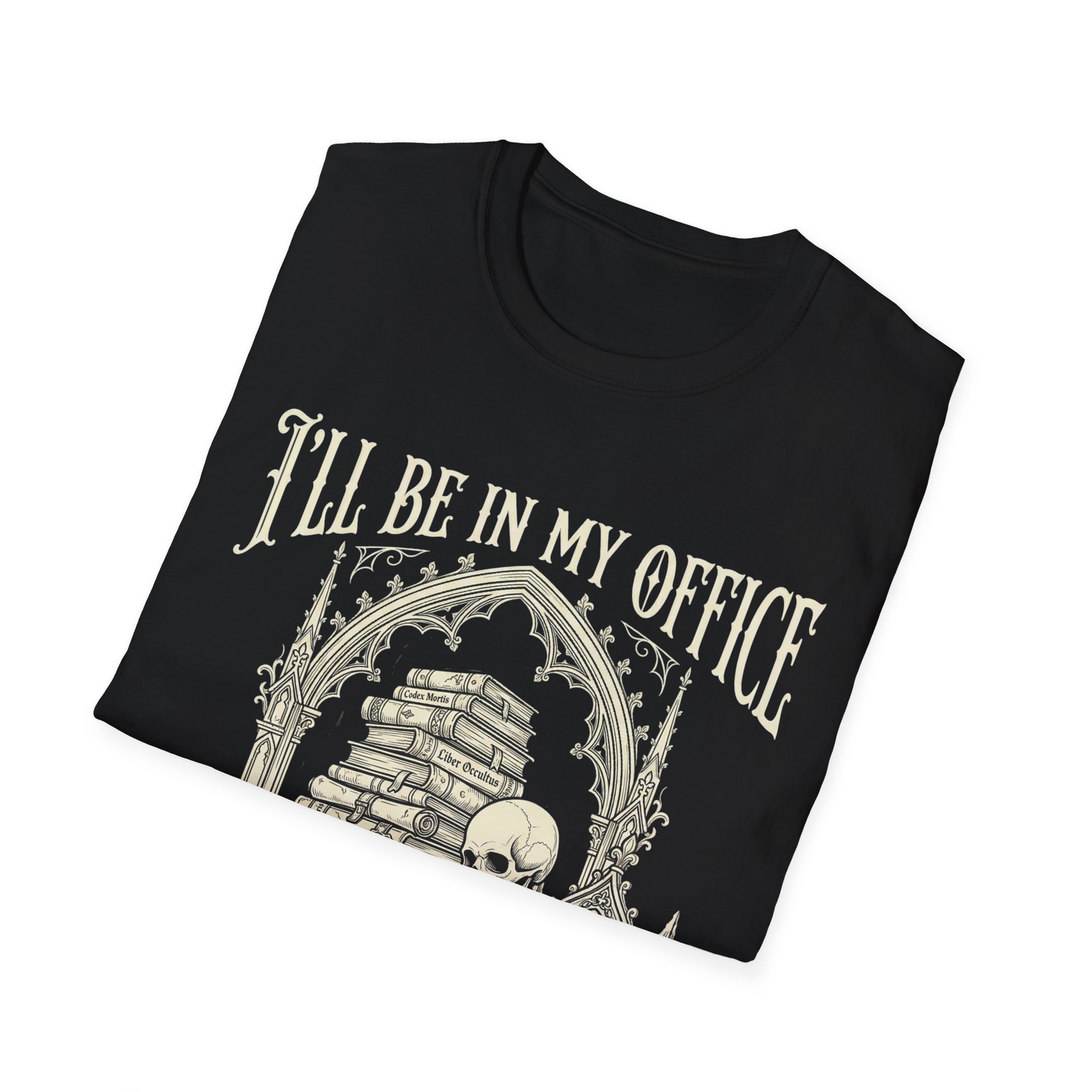 Skull Reading Tee - "I'll Be In My Office" Gothic Book lover T-Shirt - Image 6