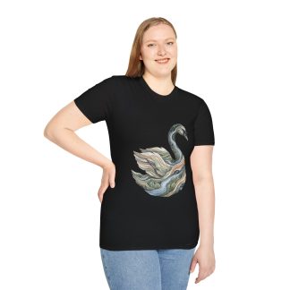 Marbled Swan Art T-Shirt — Elegant Watercolor Bird Tee