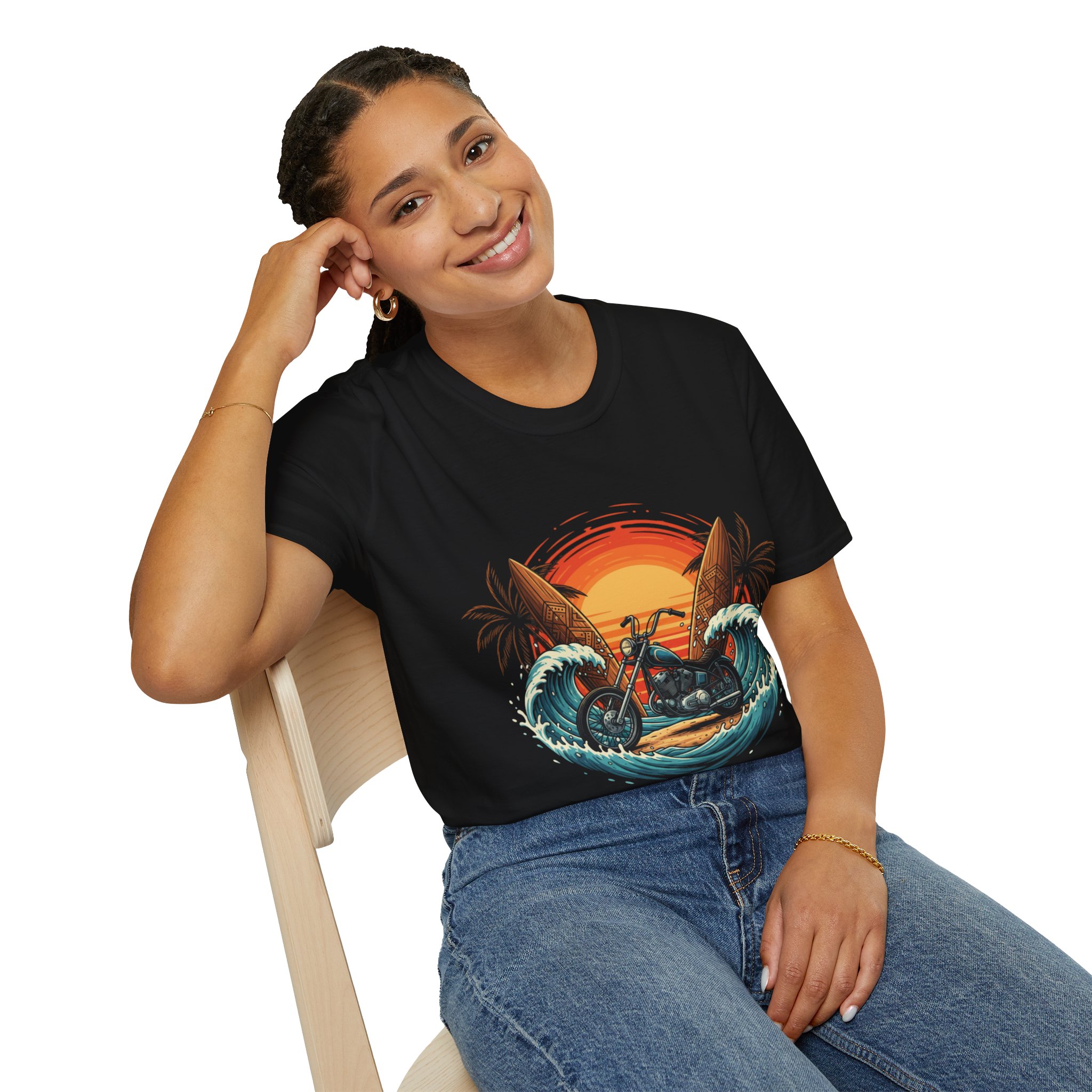 Surf & Ride Motorcycle T-Shirt — Beach Sunset Chopper - Image 10
