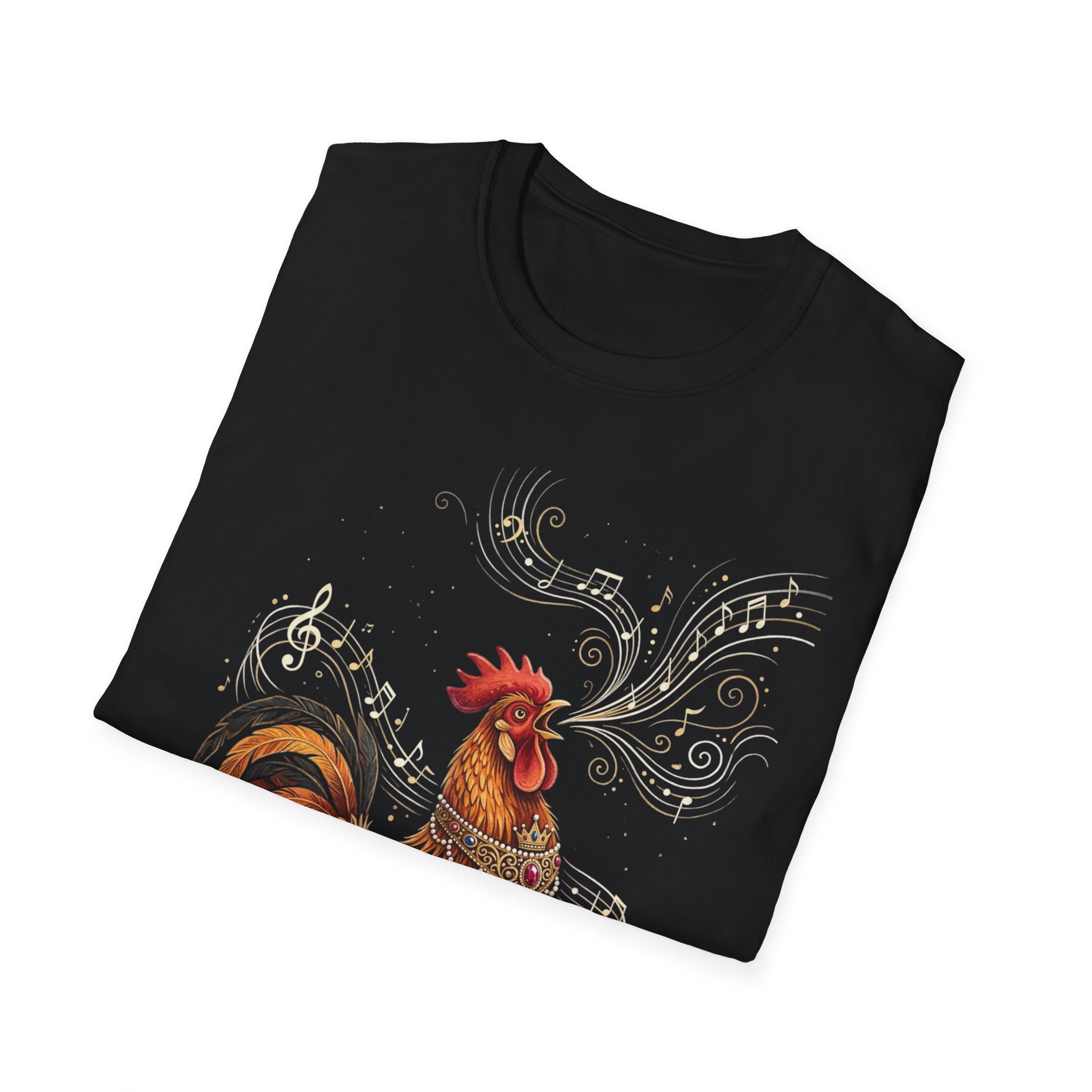 Rooster Melody T‑Shirt — Vintage Rooster with Musical Notes - Image 6