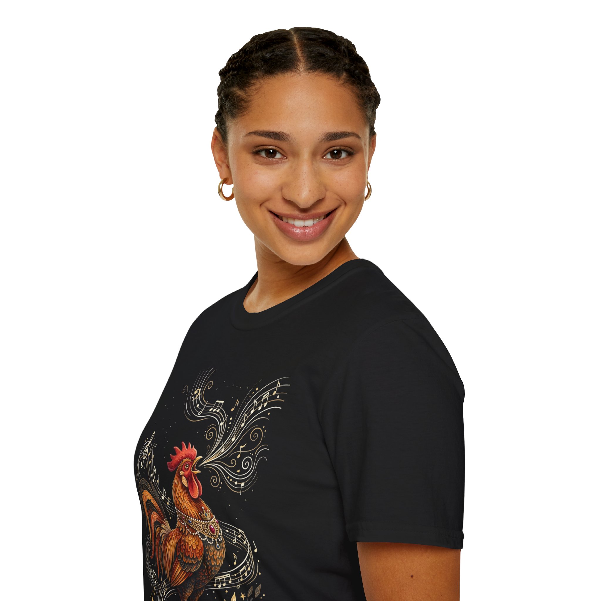 Rooster Melody T‑Shirt — Vintage Rooster with Musical Notes - Image 9