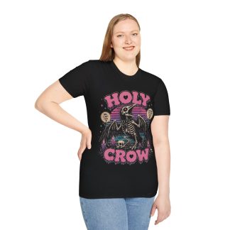 Holy Crow Skeleton Crow Graphic Tee — Gothic Retro Bird Skull T-Shirt