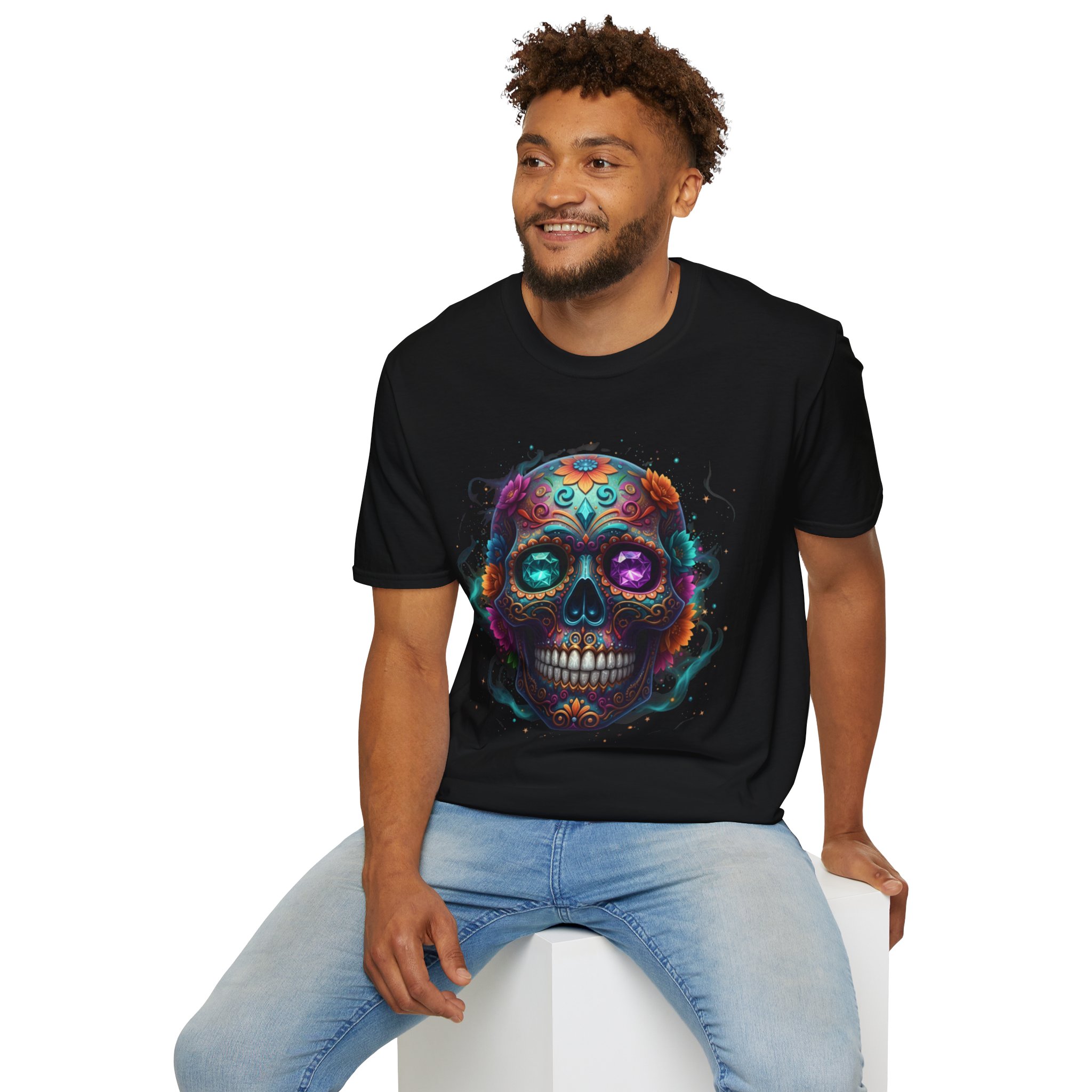 Sugar Skull T-Shirt — Colorful Day of the Dead Skull Tee - Image 12