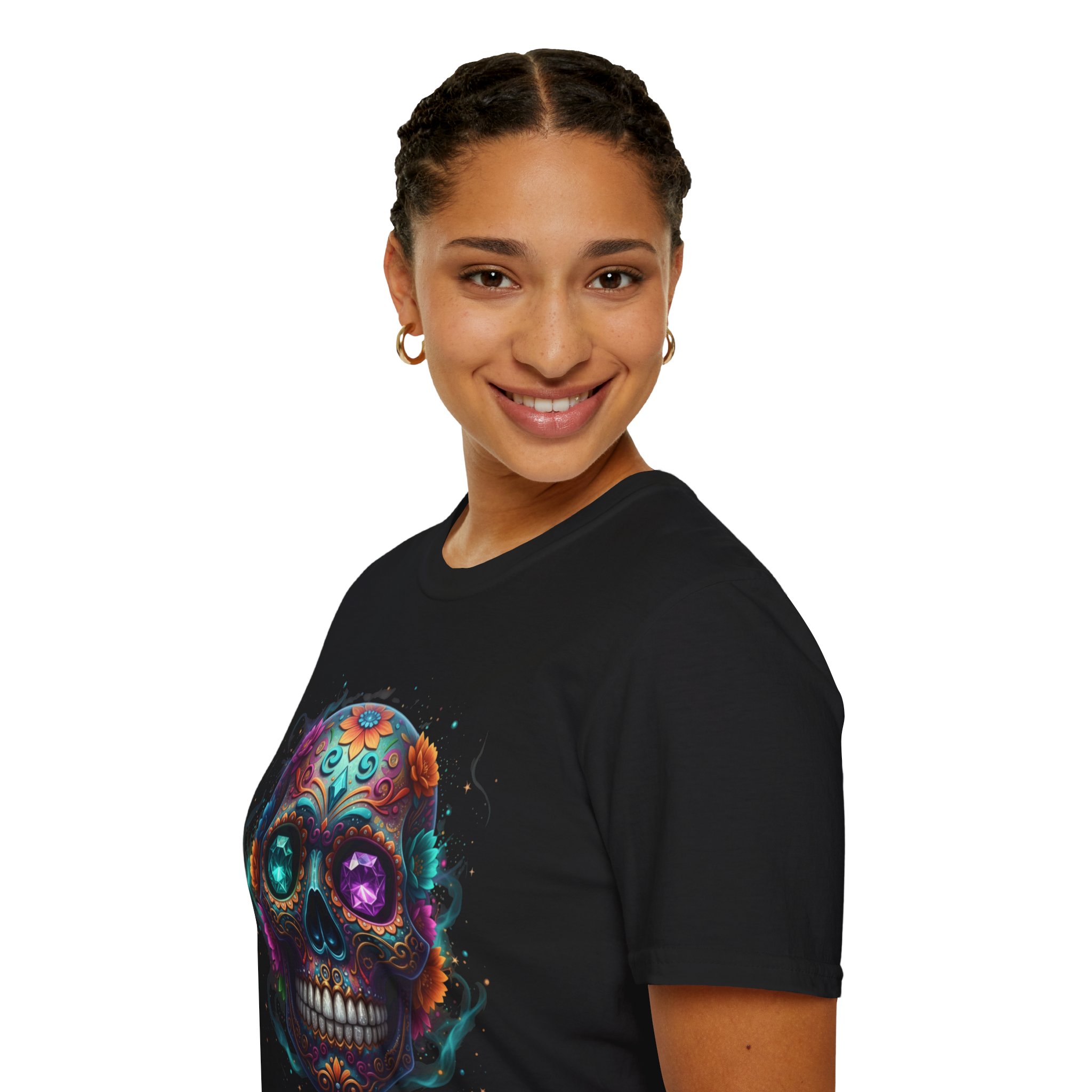 Sugar Skull T-Shirt — Colorful Day of the Dead Skull Tee - Image 9