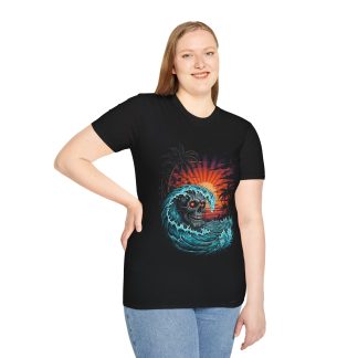 Skull Wave Sunset T-Shirt — Gothic Surf Beach Tee