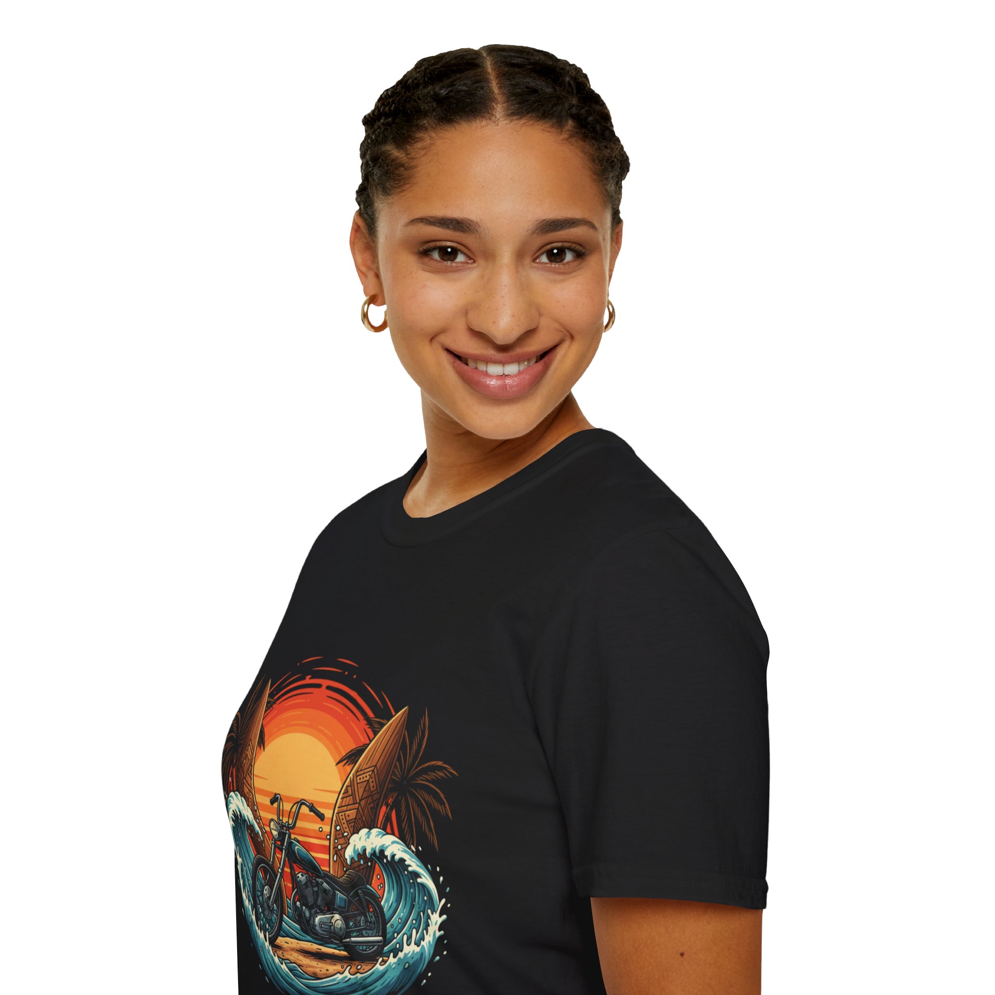 Surf & Ride Motorcycle T-Shirt — Beach Sunset Chopper - Image 9