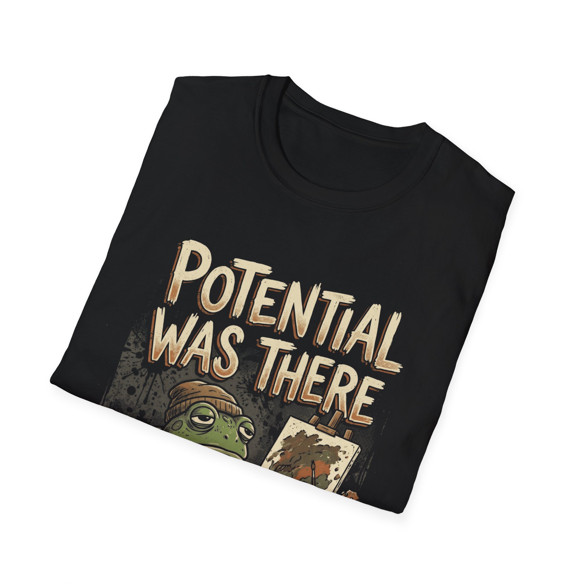 Potential Was There Frog T-Shirt — Funny Melancholy Artist Frog - Image 6