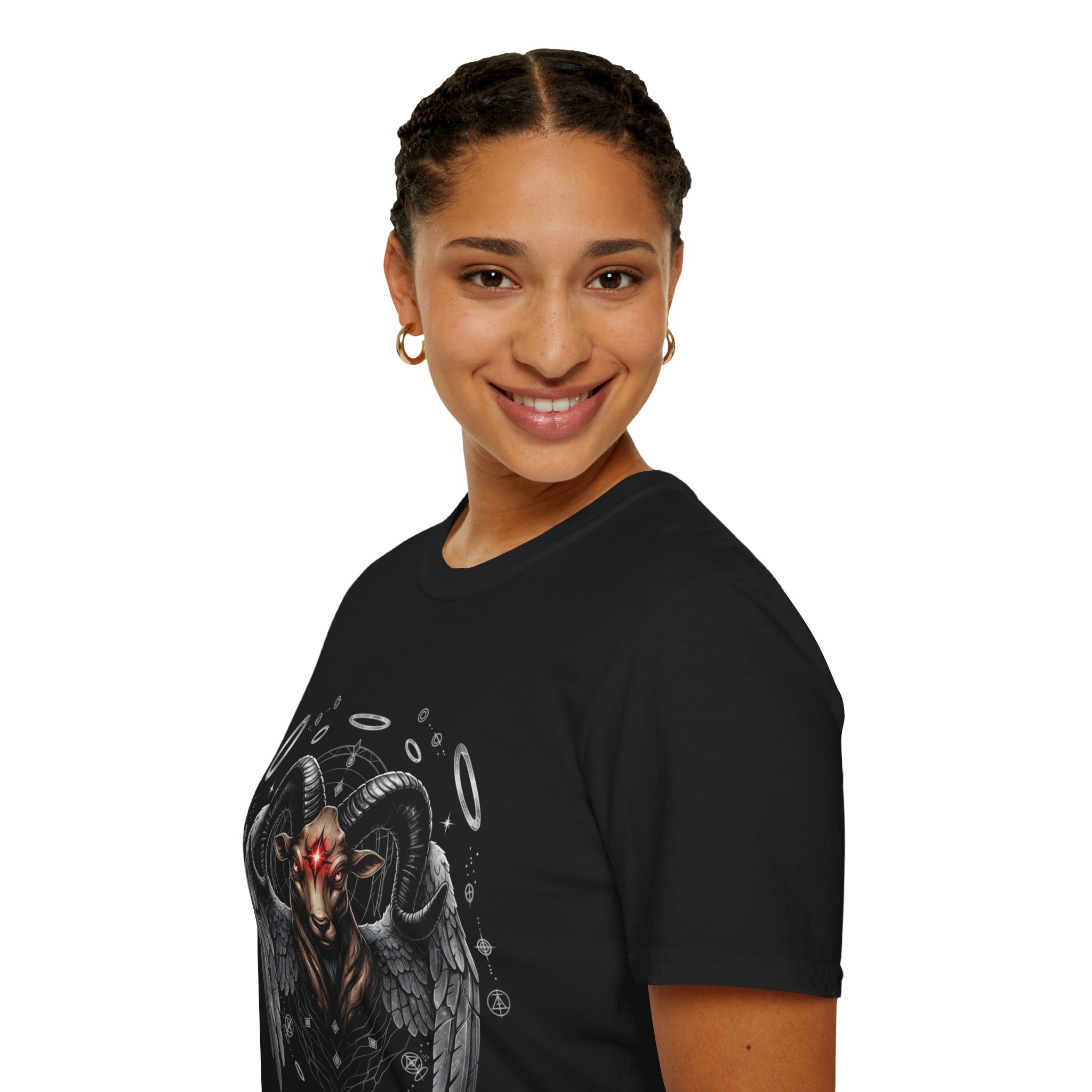 Goat Skull Winged T-Shirt — Occult Goat Head Graphic Tee - Image 9