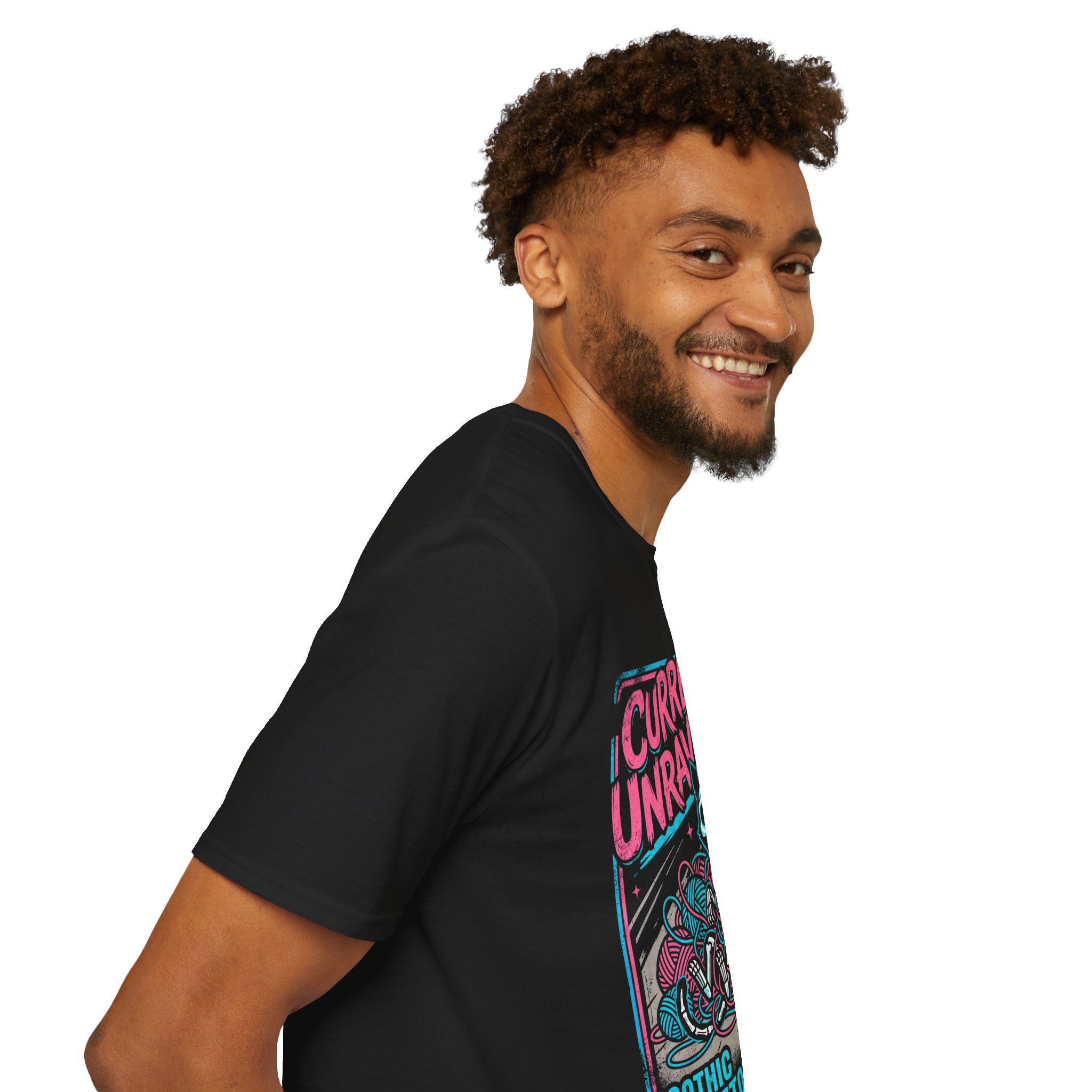 Gothic Skeleton Cat T-Shirt — "Currently Unraveling" - Image 11