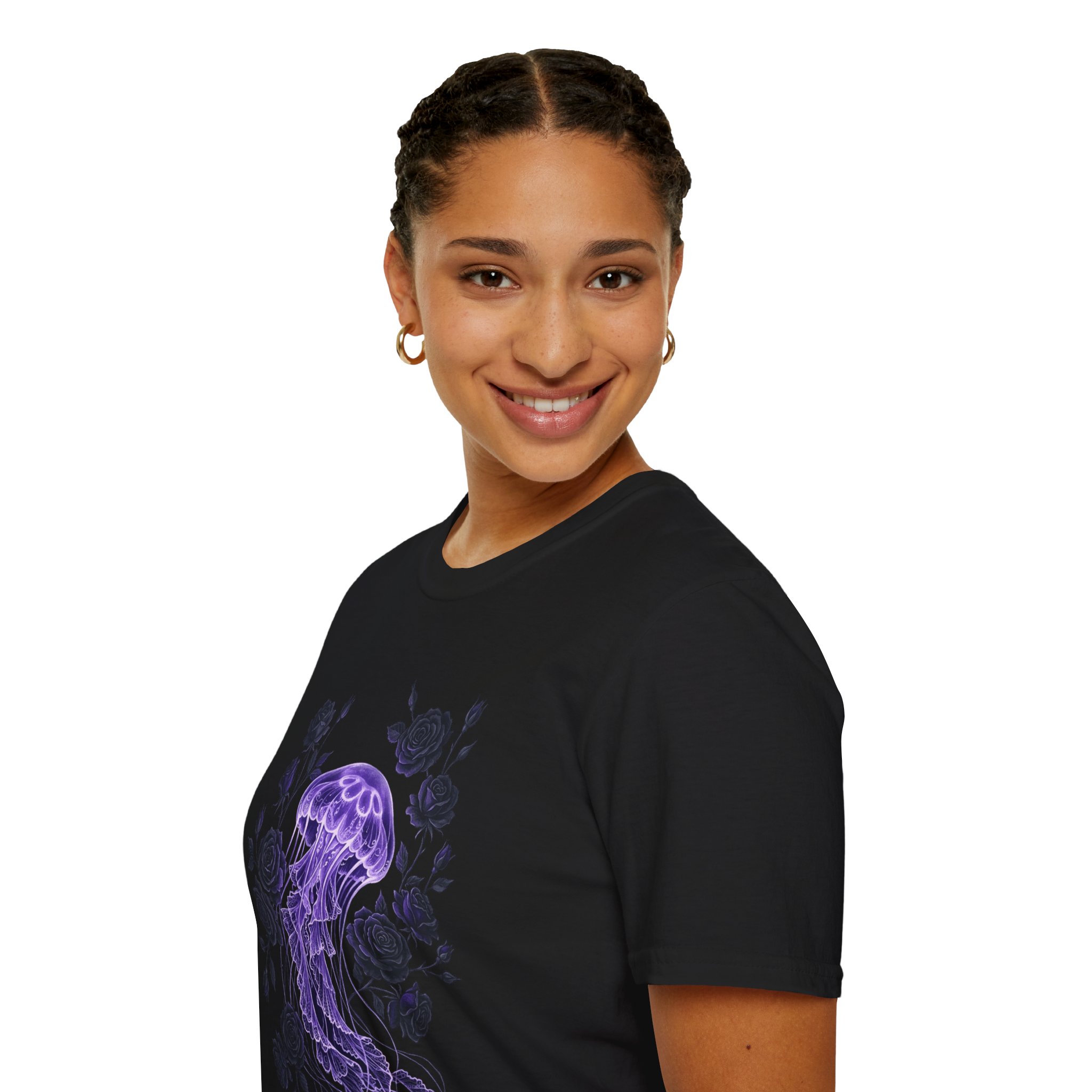 Jellyfish Glow T-Shirt — Purple Neon Jellyfish - Image 11