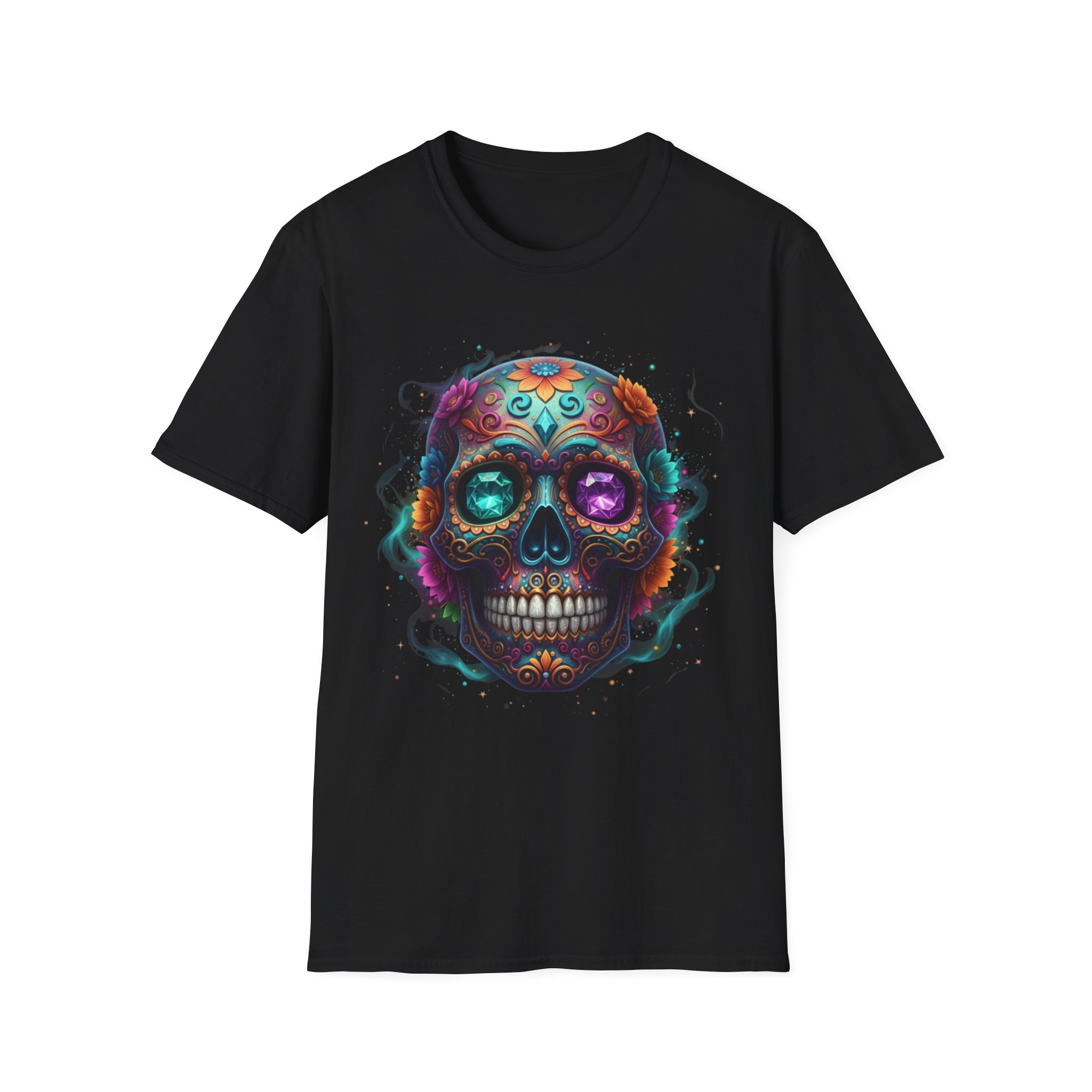 Sugar Skull T-Shirt — Colorful Day of the Dead Skull Tee - Image 3