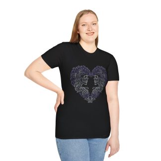 Gothic Skull Heart T-Shirt — Floral Skeleton Love Tee