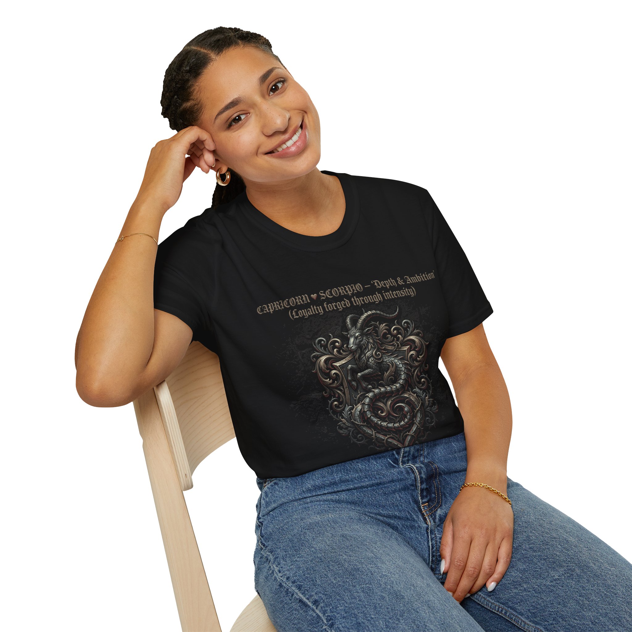 Zodiac Scorpio Heart T-Shirt – "Capricorn + Scorpio = Depth & Ambition" - Image 10