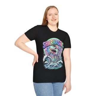 Sharkastic Graphic T-Shirt — Colorful Singing Shark Design
