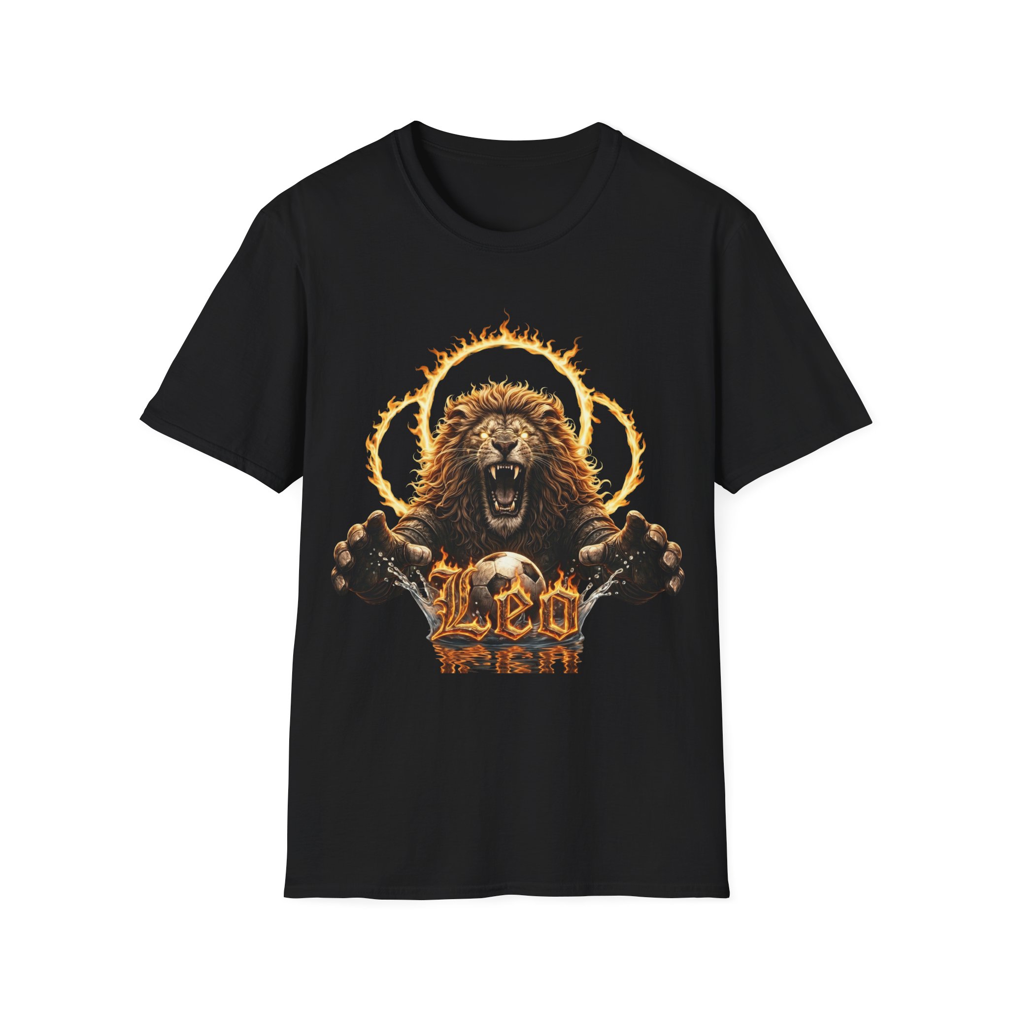 Leo Lion Zodiac T-Shirt – Fierce Flaming Lion Graphic Tee - Image 2