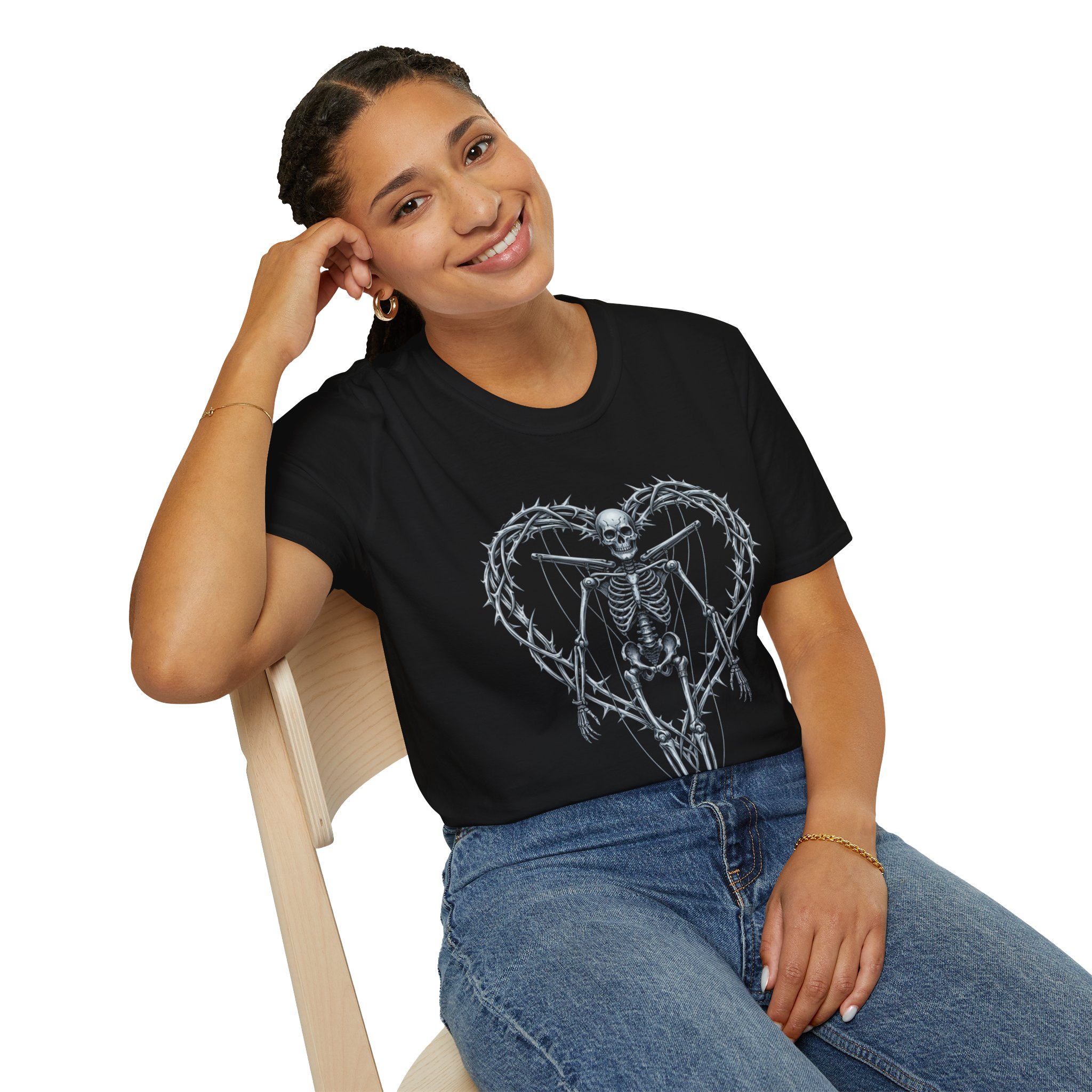 Skeleton Heart T-Shirt — Gothic Skull & Thorn Heart - Image 10