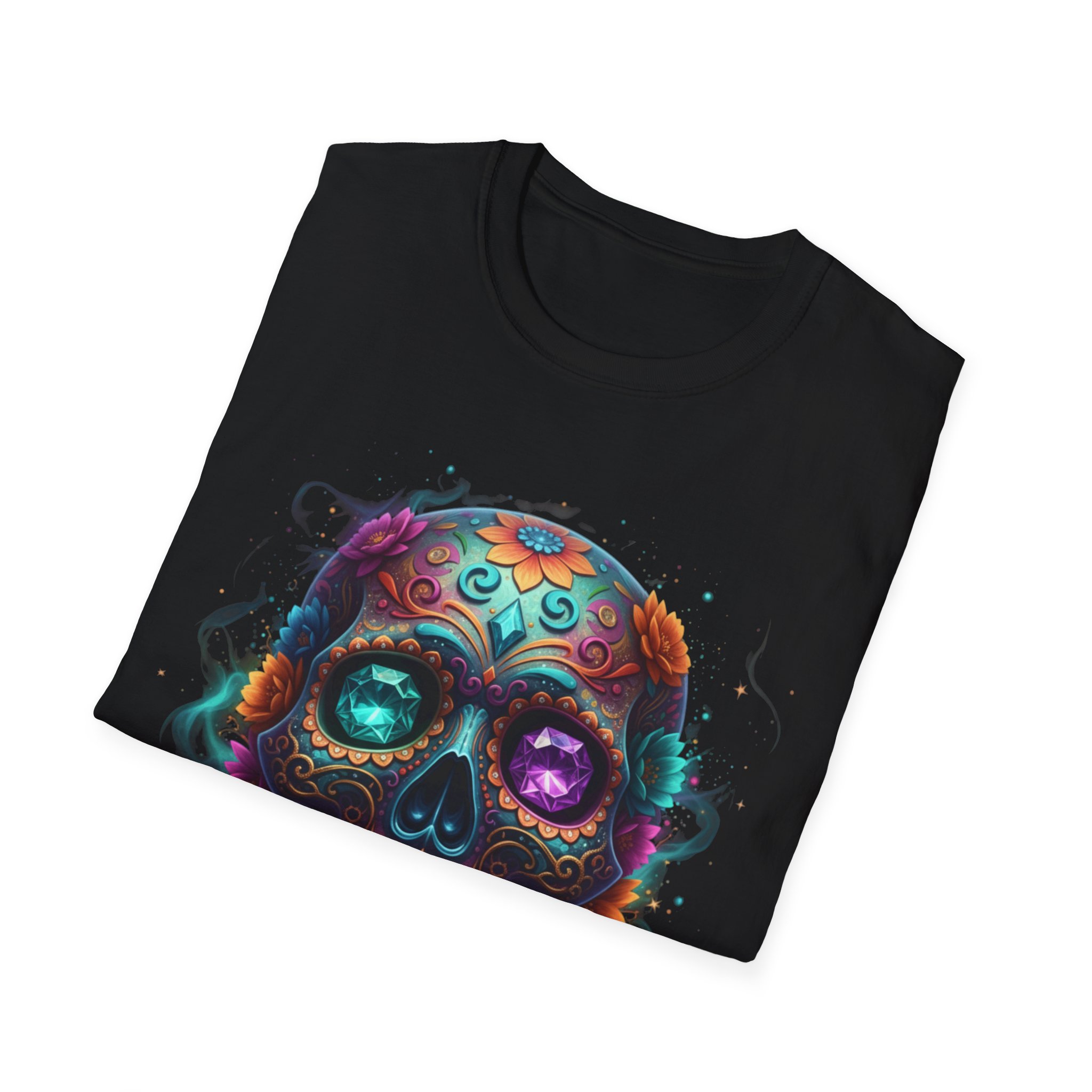 Sugar Skull T-Shirt — Colorful Day of the Dead Skull Tee - Image 6