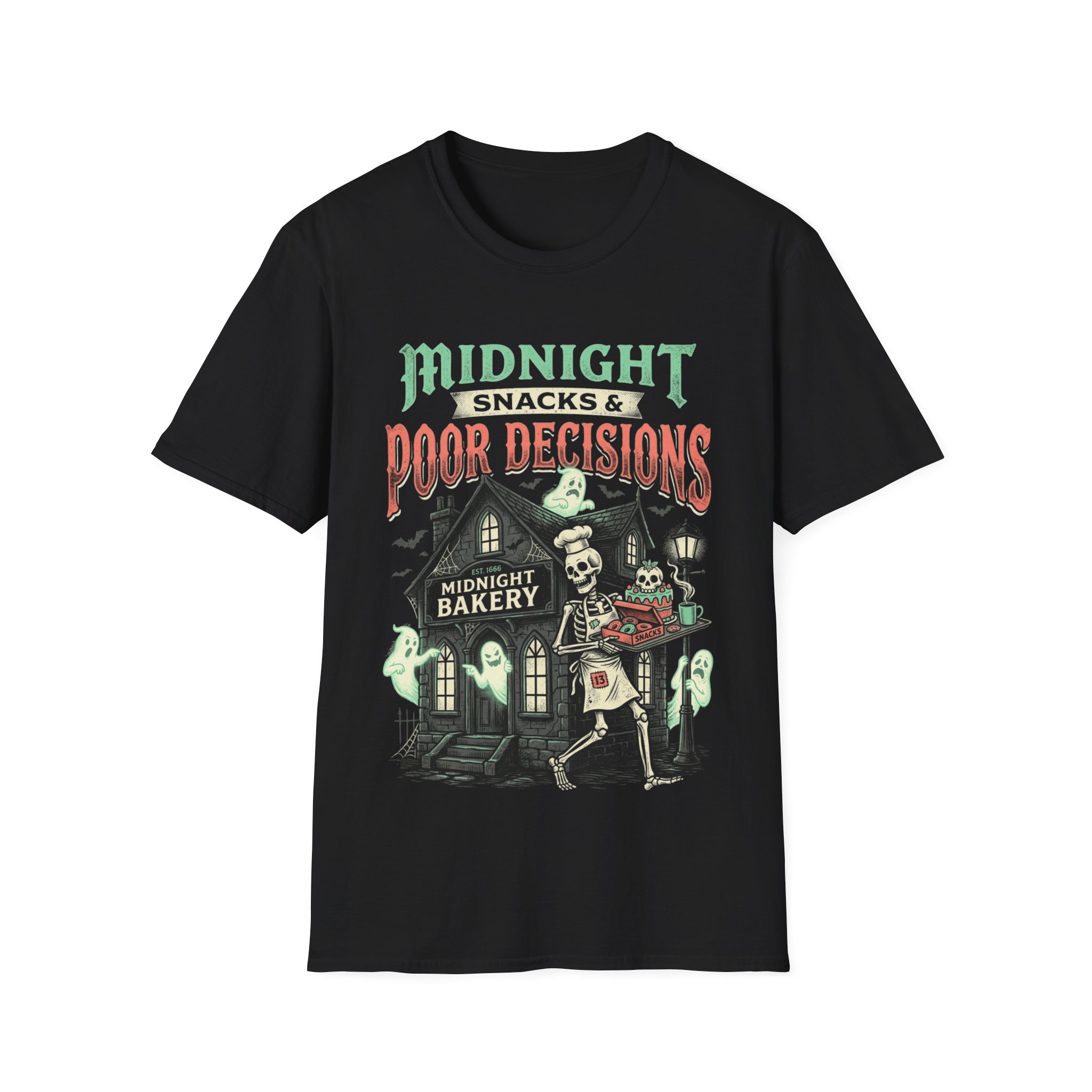 Midnight Snacks & Poor Decisions T‑Shirt — Vintage Halloween - Image 5