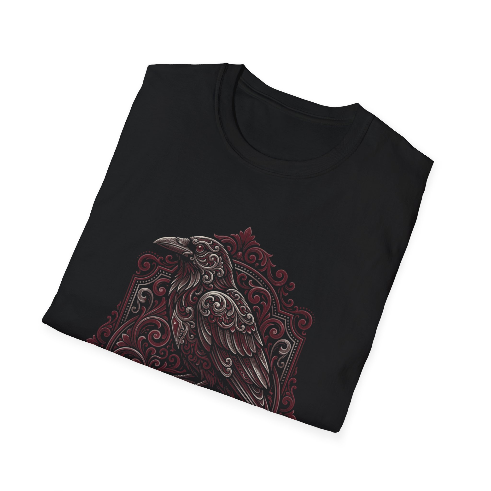 Raven & Skull Gothic T-Shirt — Dark Victorian Raven Graphic Tee - Image 8