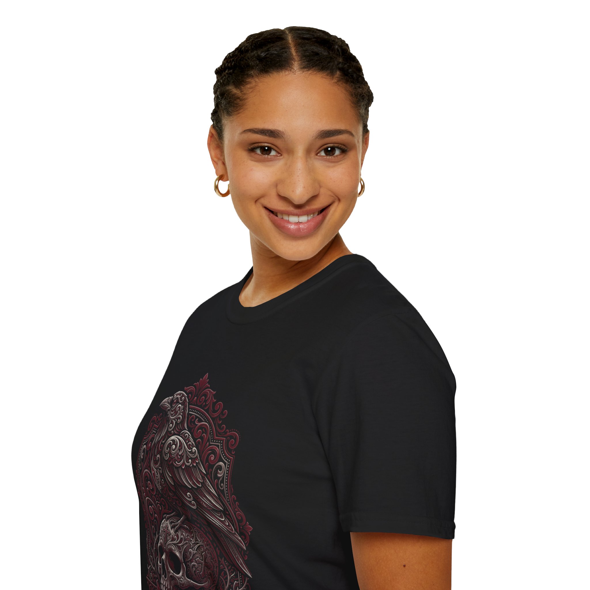 Raven & Skull Gothic T-Shirt — Dark Victorian Raven Graphic Tee - Image 11