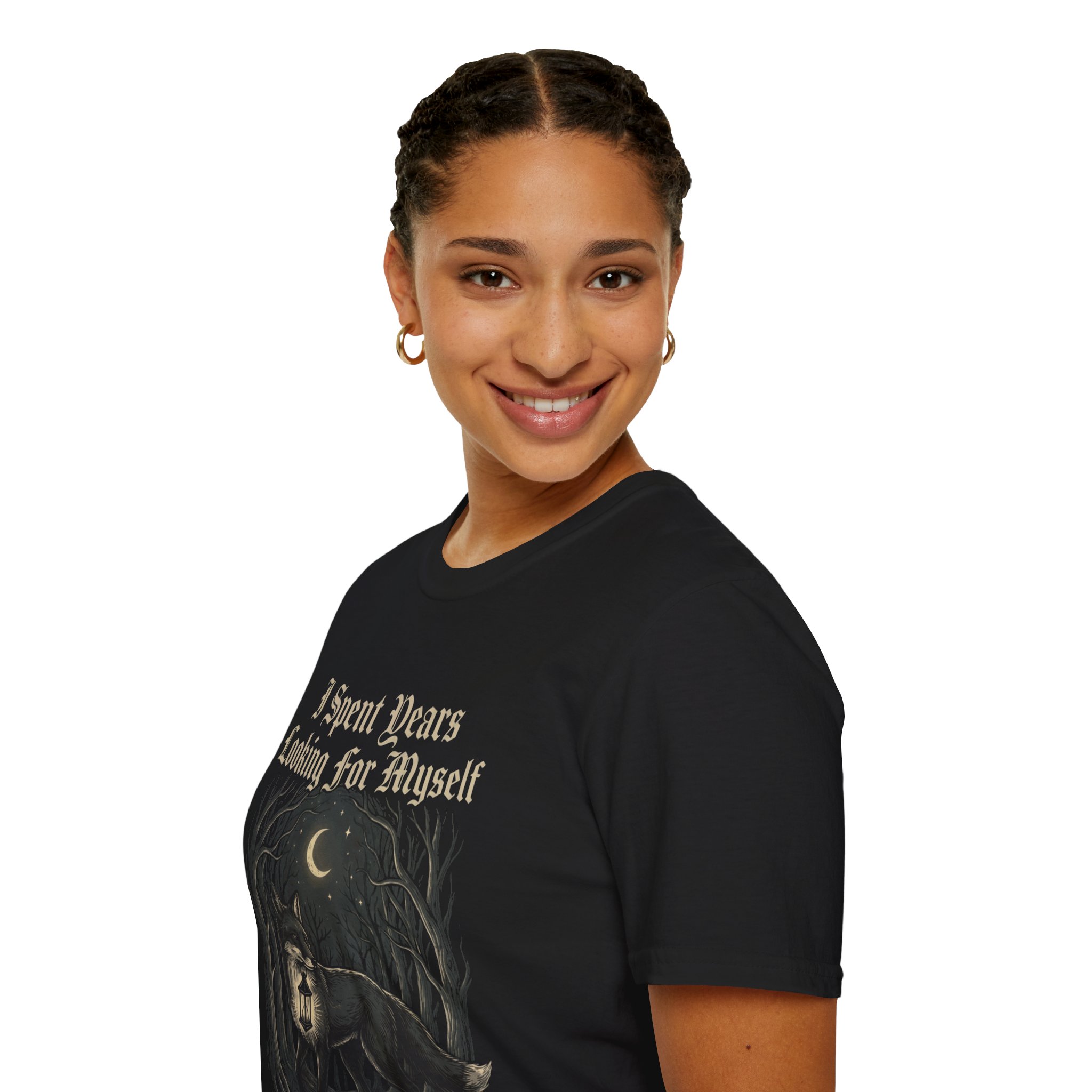 "I Spent Years Looking For Myself" Wolf Moon Retro Gothic Tee - Image 11