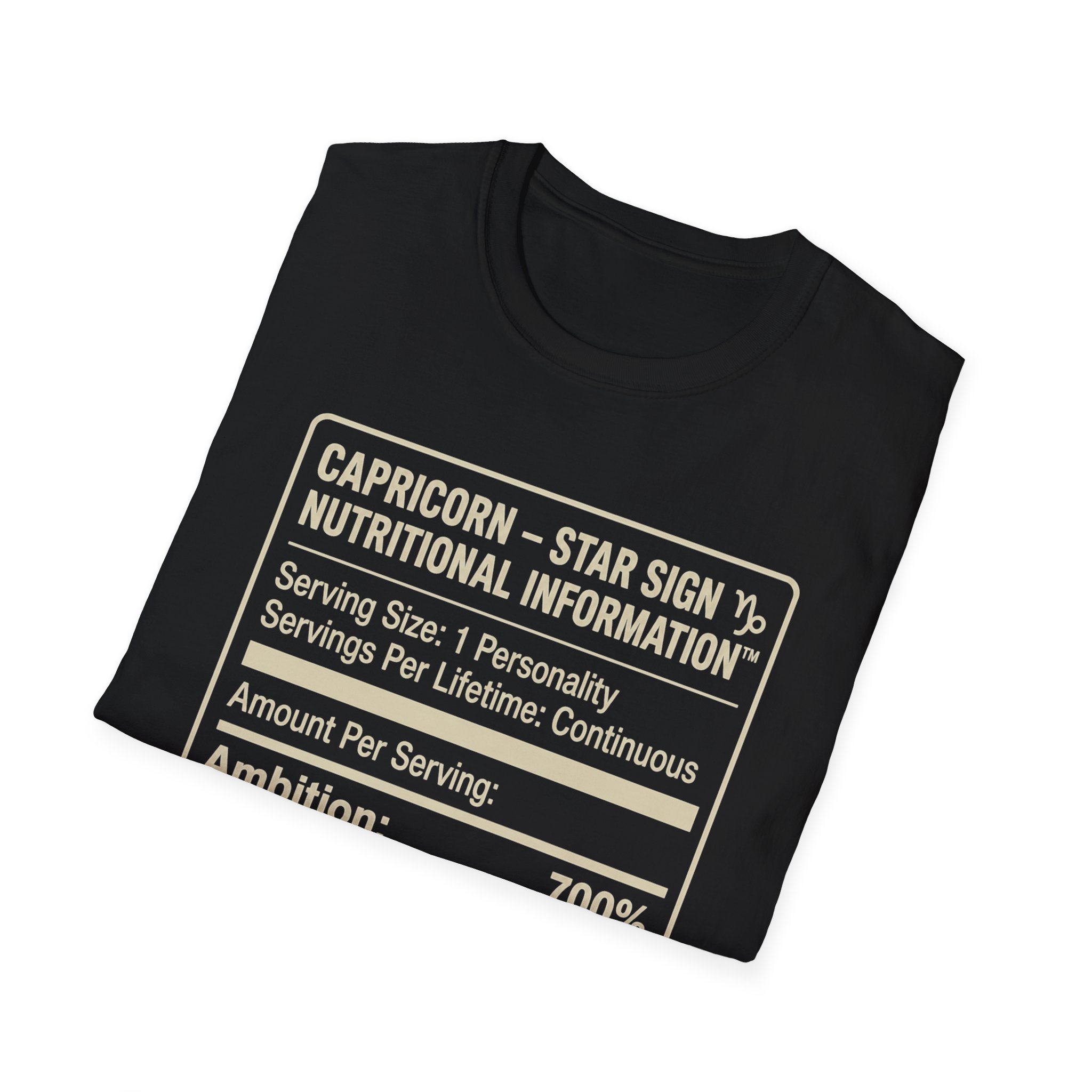 Capricorn Nutritional Info T-Shirt — Funny Zodiac Star Sign Tee - Image 8
