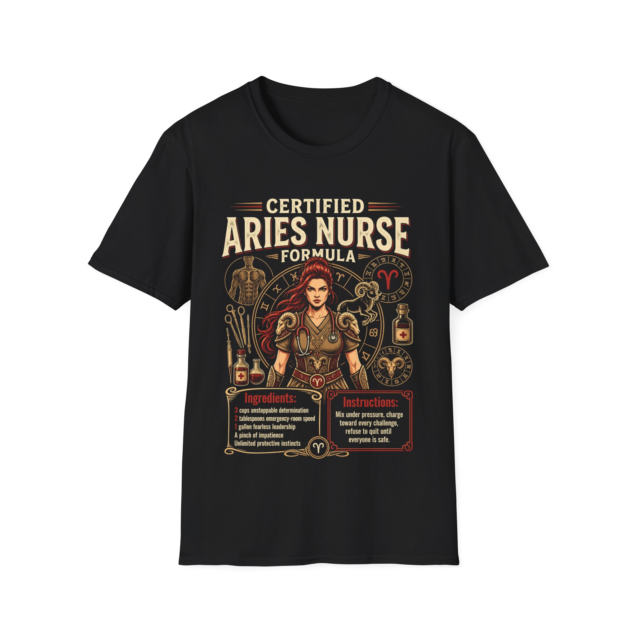 Certified Aries Nurse T-Shirt — Zodiac Nurse Astrology Gift - Image 5